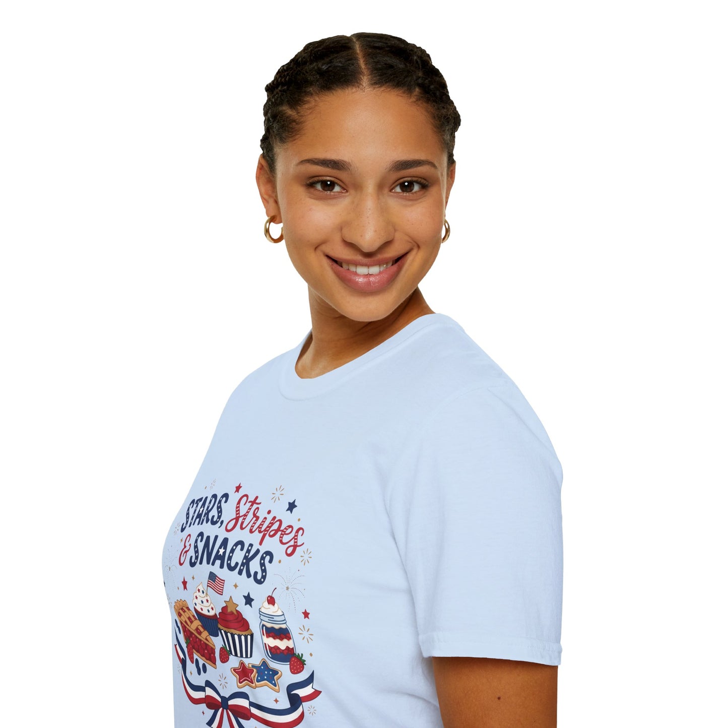 Stars, Stripes & Snacks T-Shirt — 4th of July Patriotic Dessert Tee