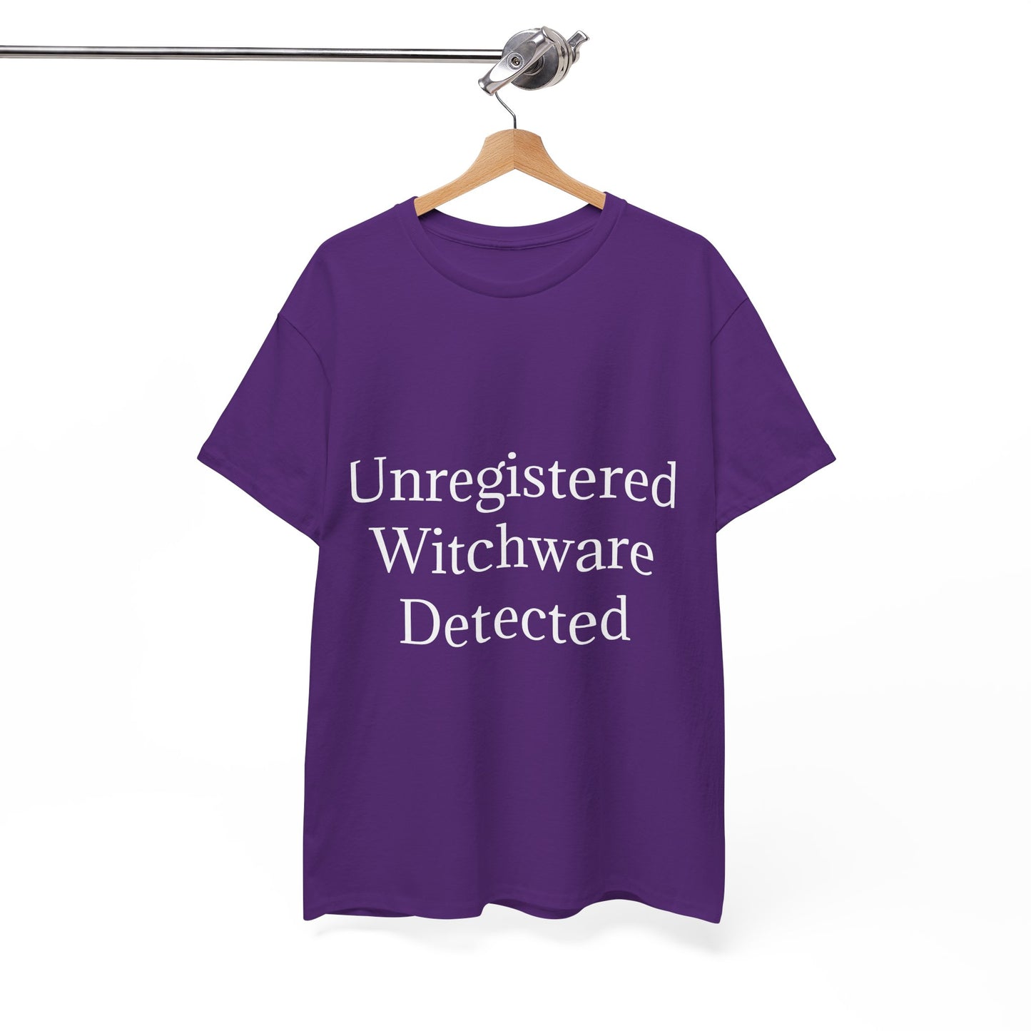 Unisex Heavy Cotton Tee - Unregistered Witchware Detected, Witchy Apparel, Halloween Tee