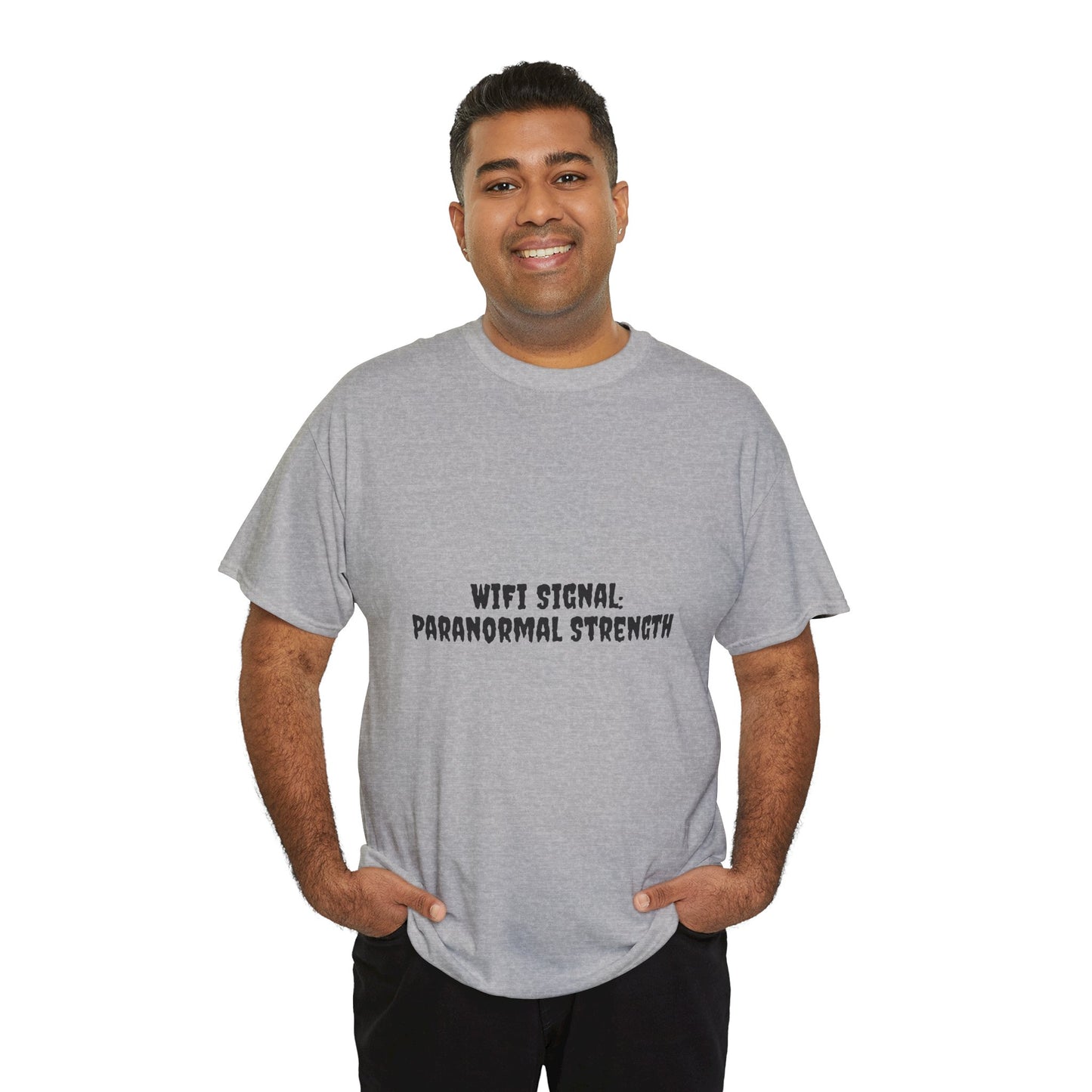 Paranormal Strength Tee, Unisex Heavy Cotton Tee, Funny Wifi Signal T-Shirt, Humor Apparel