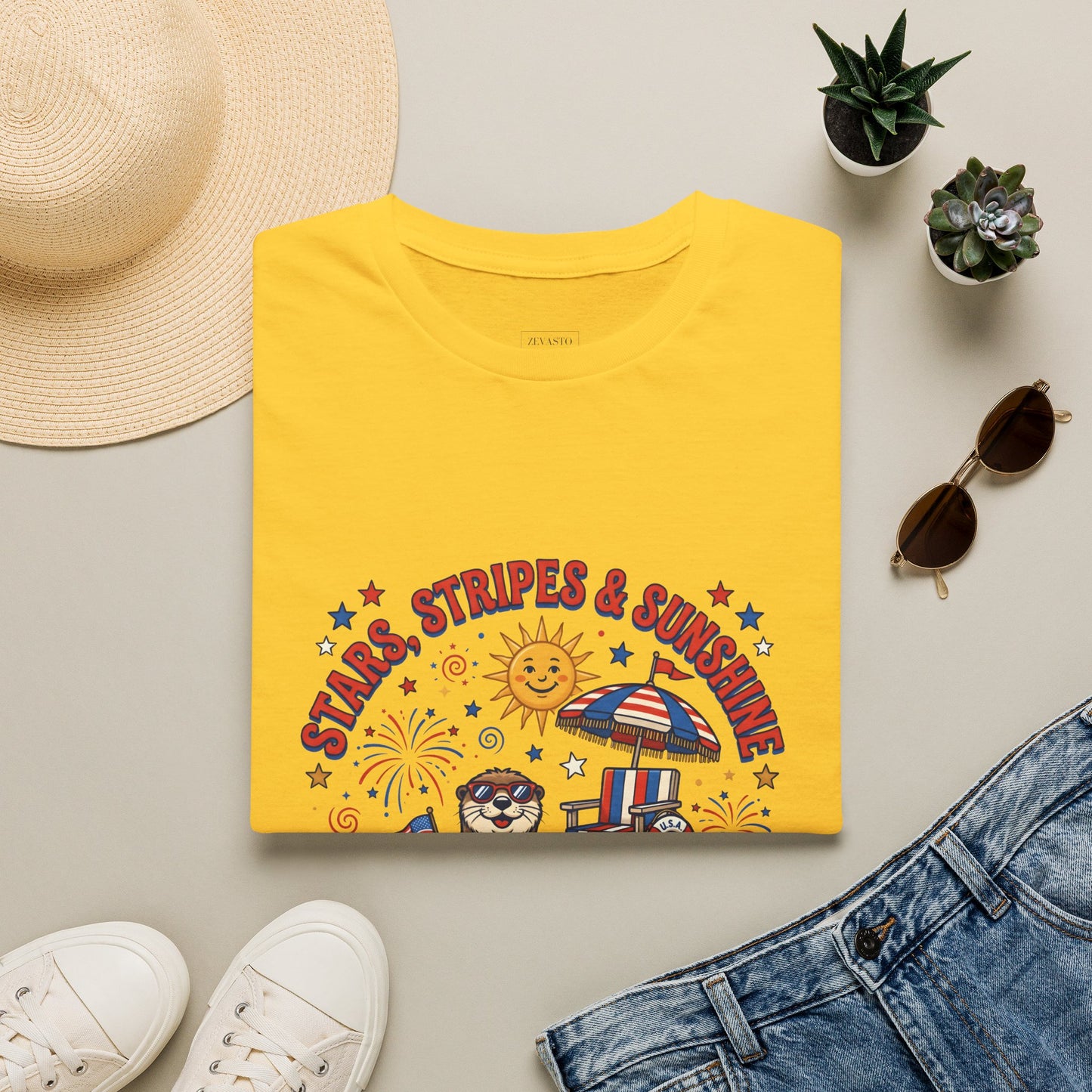 Stars, Stripes & Sunshine T-Shirt — Patriotic 1776–2026 Summer Tee, 4th of July Shirt