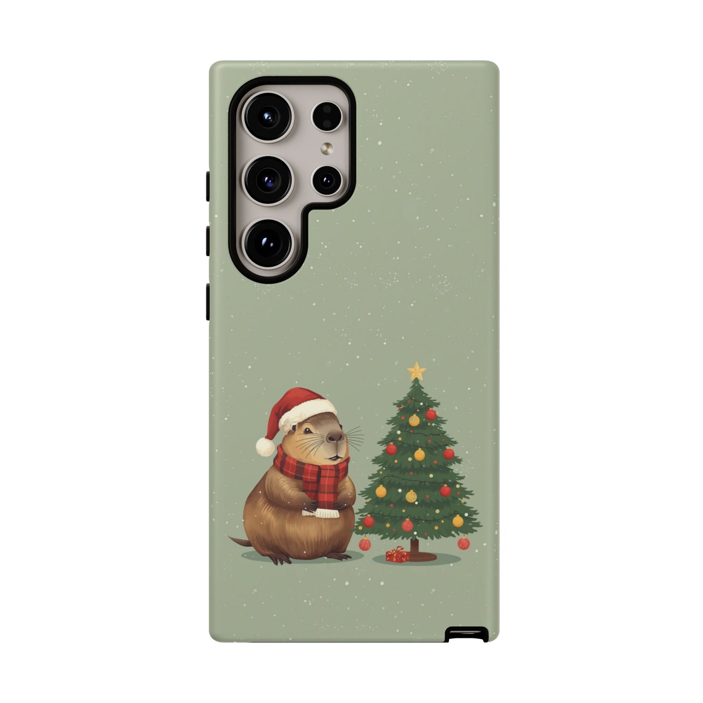 Christmas Phone Case with Capybara Design, Dual Layer Protective Case for Iphone 17, 16, 15, 14, 13 & Samsung