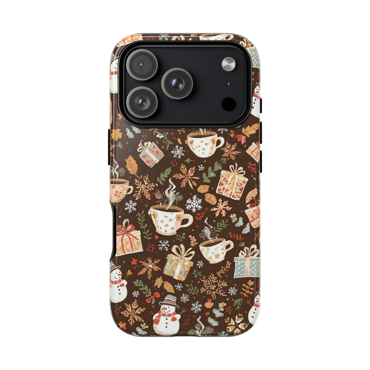 Christmas Phone Case, Winter Holiday Phone Case with Snowmen and Gifts Design for Iphone & Samsung