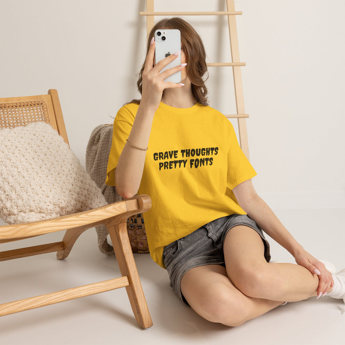 Grave Thoughts Pretty Fonts Tee | Unisex Heavy Cotton T-Shirt for Spooky Season