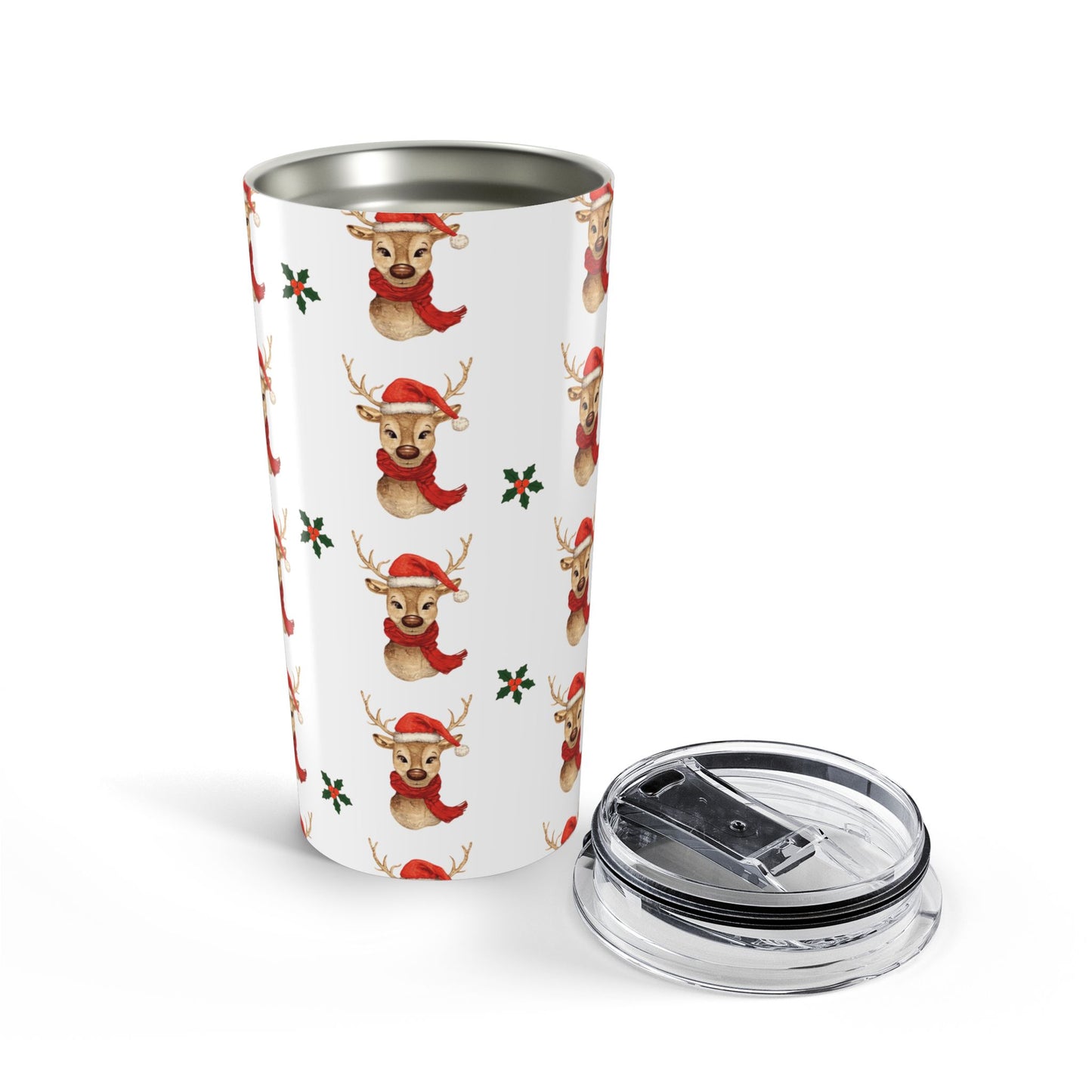 Festive Holiday Tumbler | Reindeer Christmas Drinkware, Gift for Coffee Lovers, Winter Accessories, Holiday Parties, Cute Mug