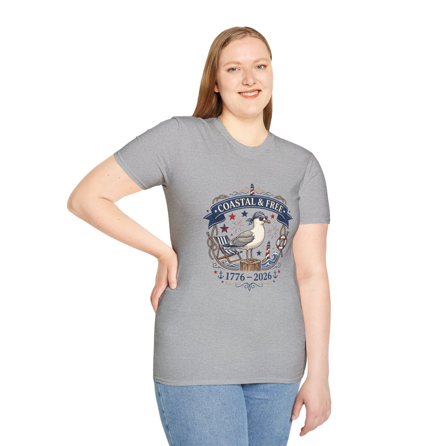Coastal & Free Seagull T-Shirt — Patriotic 4th of July Tee