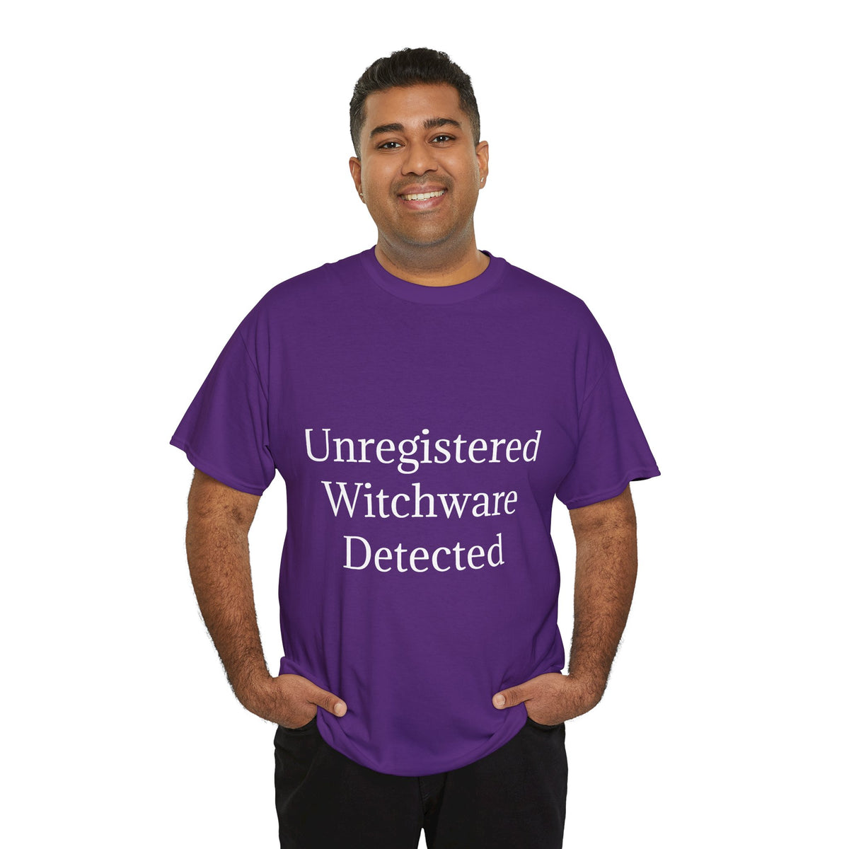 Unisex Heavy Cotton Tee - Unregistered Witchware Detected, Witchy Apparel, Halloween Tee