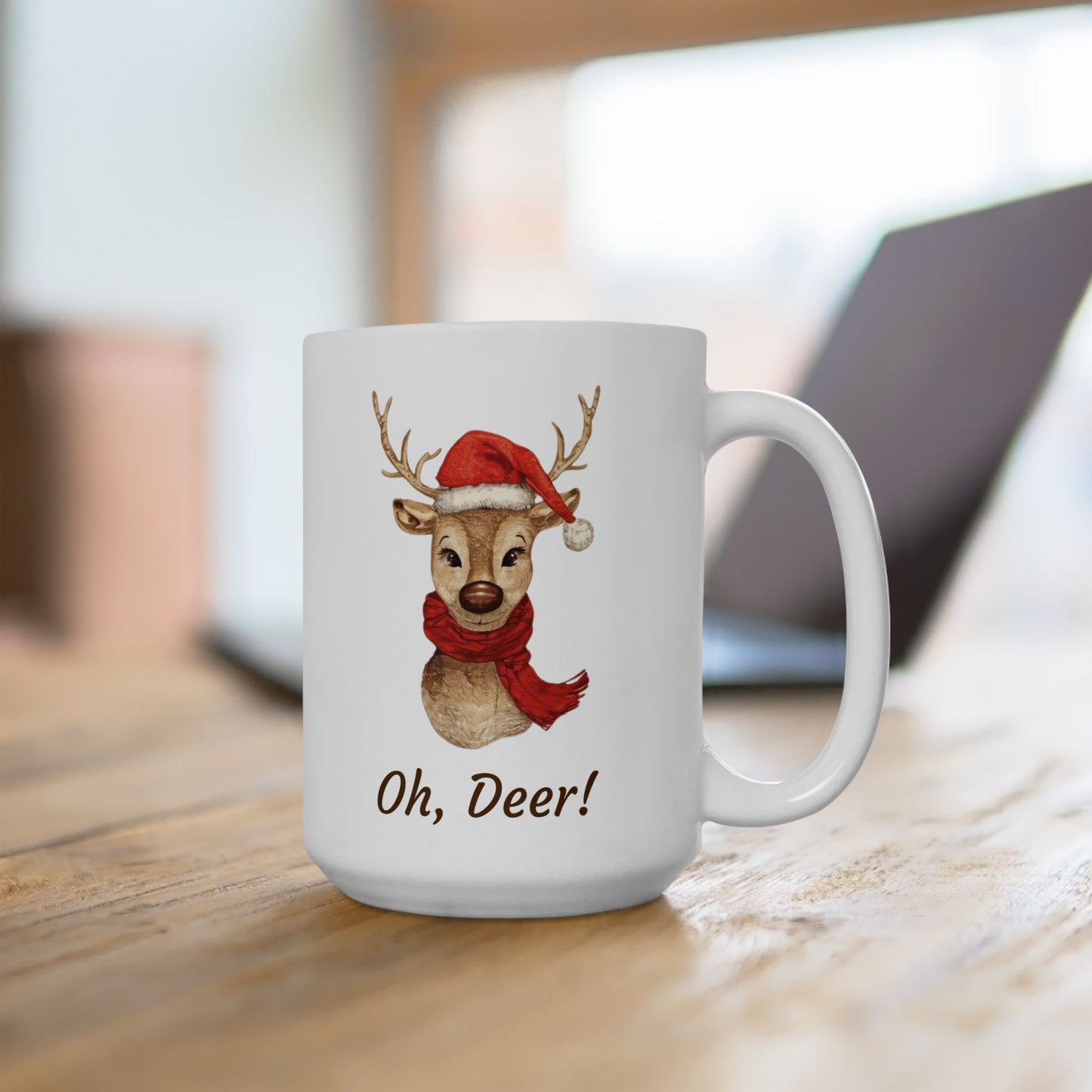 Festive Reindeer Ceramic Mug - Perfect Holiday Coffee Cup, Christmas Mug