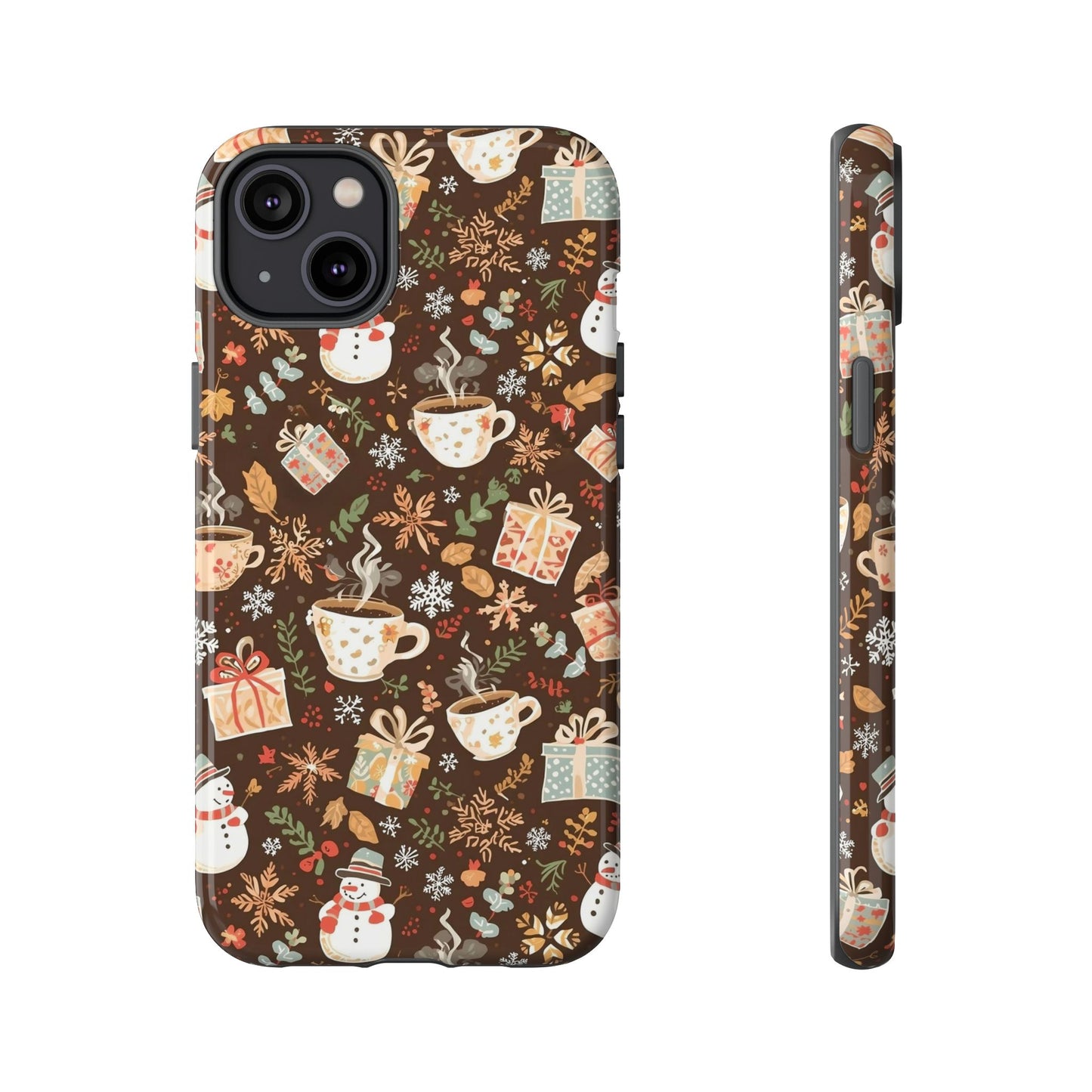 Christmas Phone Case, Winter Holiday Phone Case with Snowmen and Gifts Design for Iphone 17, 16, 15, 14, 13, 12, 11 & Samsung