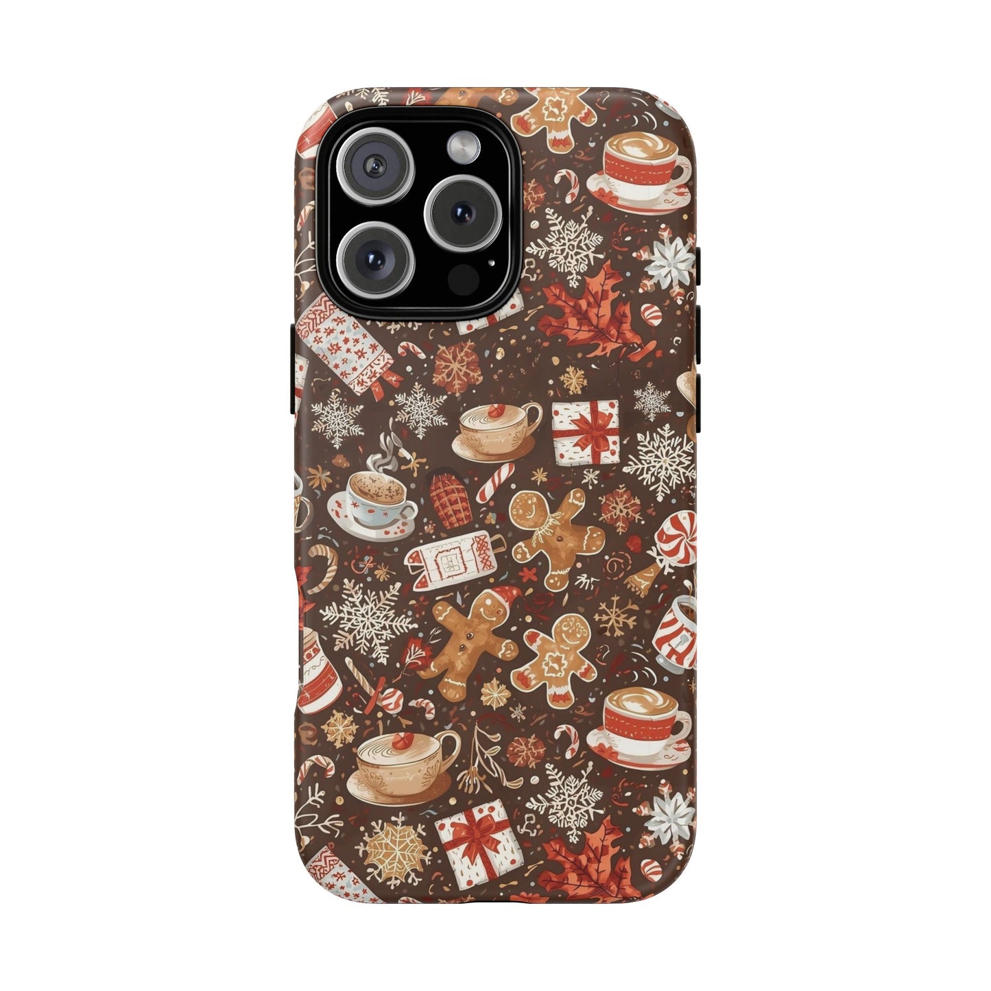 Christmas Phone Case, Festive Holiday Phone Case with Gingerbread and Cocoa Design for Iphone 17, 16, 15, 14, 13, 12, 11 & Samsung