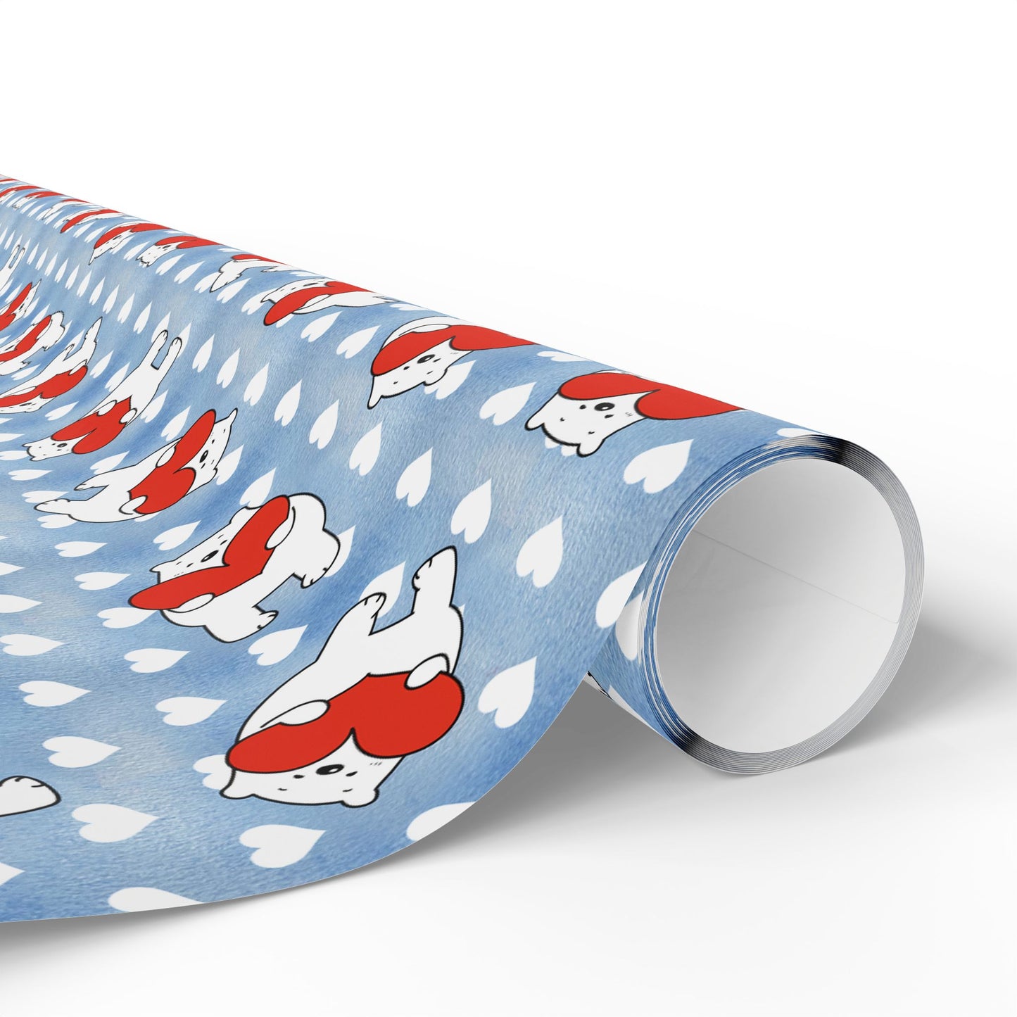 Valentine's Day Wrapping Paper — Cute Polar Bear Holding Heart Pattern (Valentine’s/Gift Wrap)