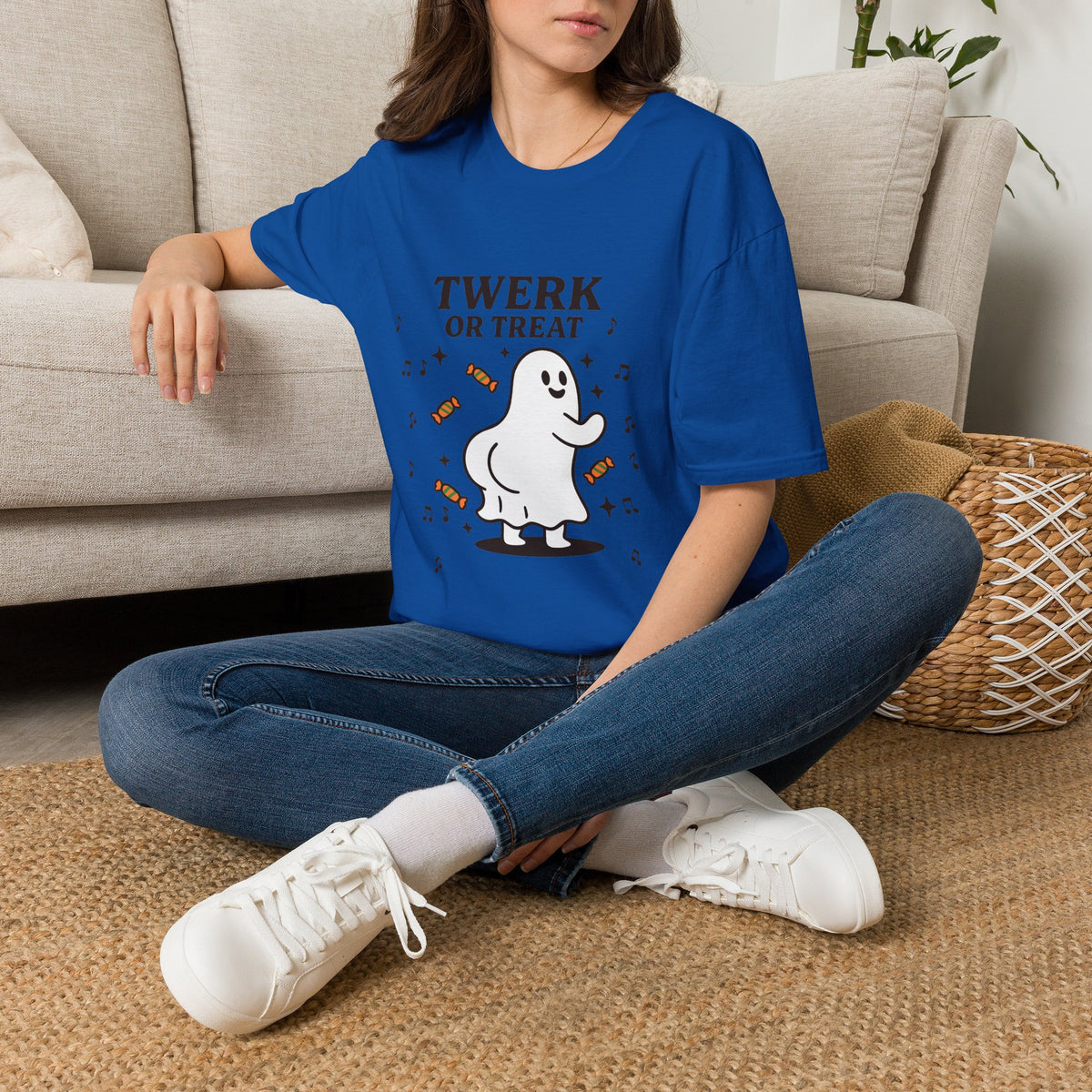 Whimsical Halloween T-Shirt for Adults, Fun Ghost Tee, Twerk or Treat Shirt, Unisex Costume Top, Spooky Celebration Apparel