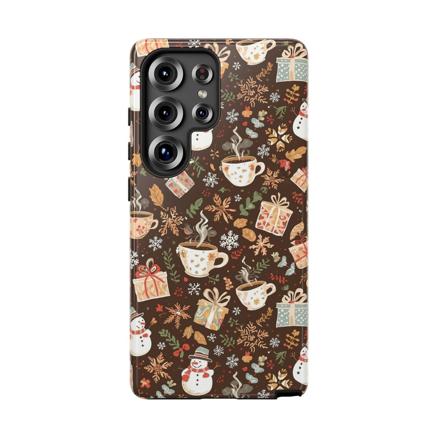 Christmas Phone Case, Winter Holiday Phone Case with Snowmen and Gifts Design for Iphone 17, 16, 15, 14, 13, 12, 11 & Samsung