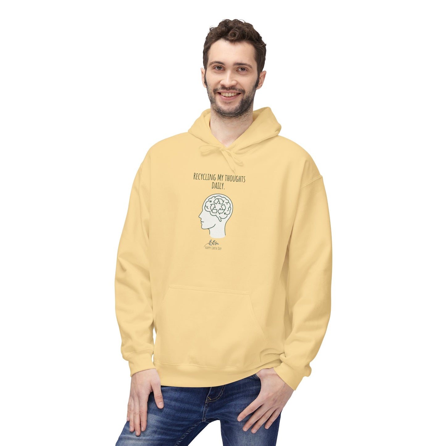 Recycling My Thoughts Daily Hoodie – Earth Day Mental Health Sweatshirt | Eco Mindfulness Unisex Hoodie | Minimal Green Aesthetic
