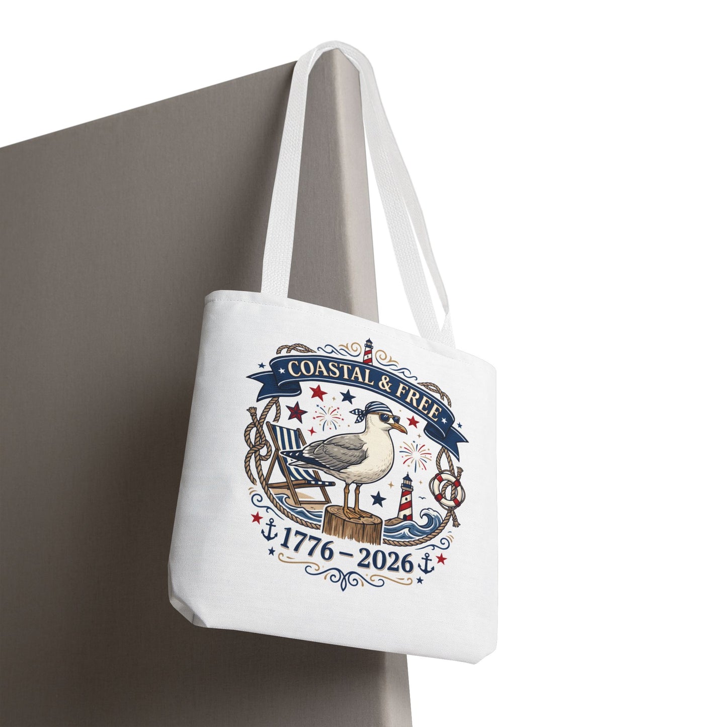 Coastal & Free Seagull Tote Bag — Patriotic 4th of July Beach Tote