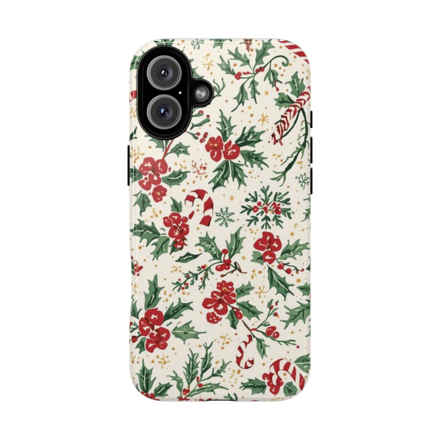 Christmas Themed Phone Case, Festive Floral Dual Layer Phone Case for Iphone 17, 16, 15, 14, 13, 12, 11 & Samsung