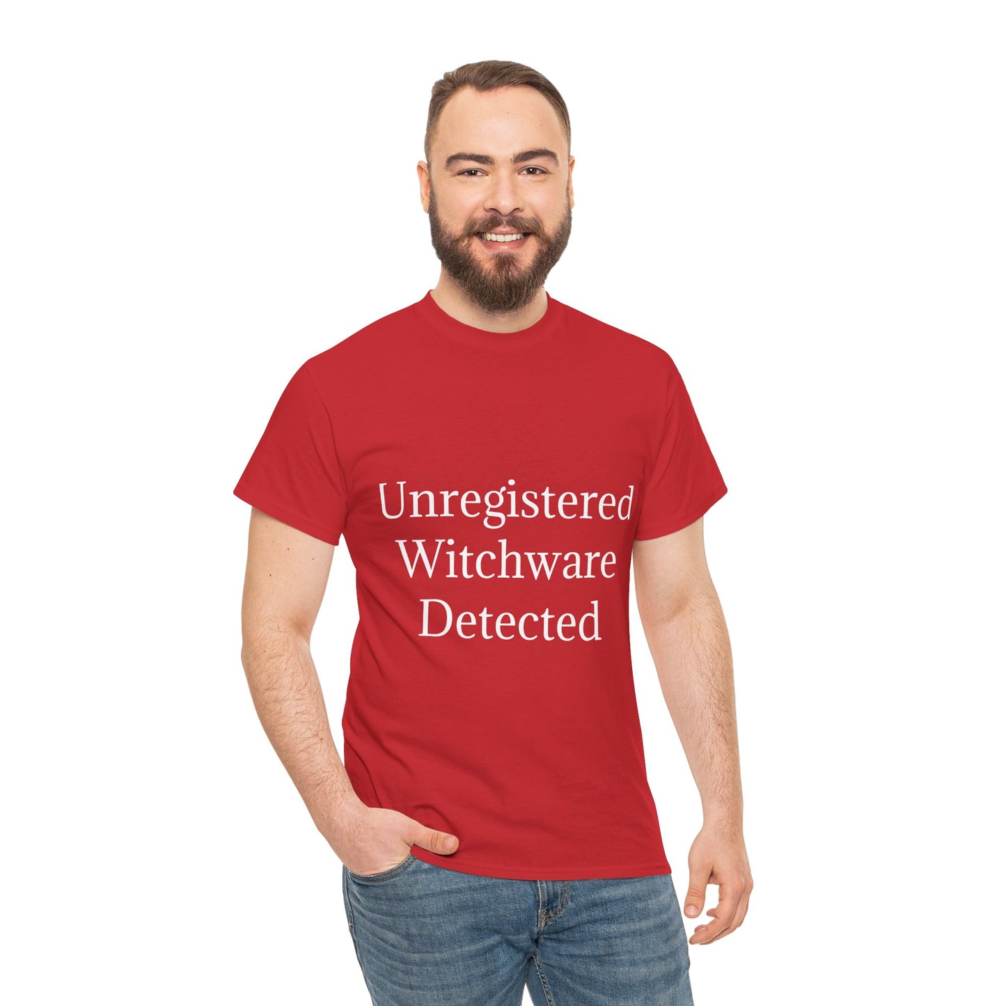 Unisex Heavy Cotton Tee - Unregistered Witchware Detected, Witchy Apparel, Halloween Tee