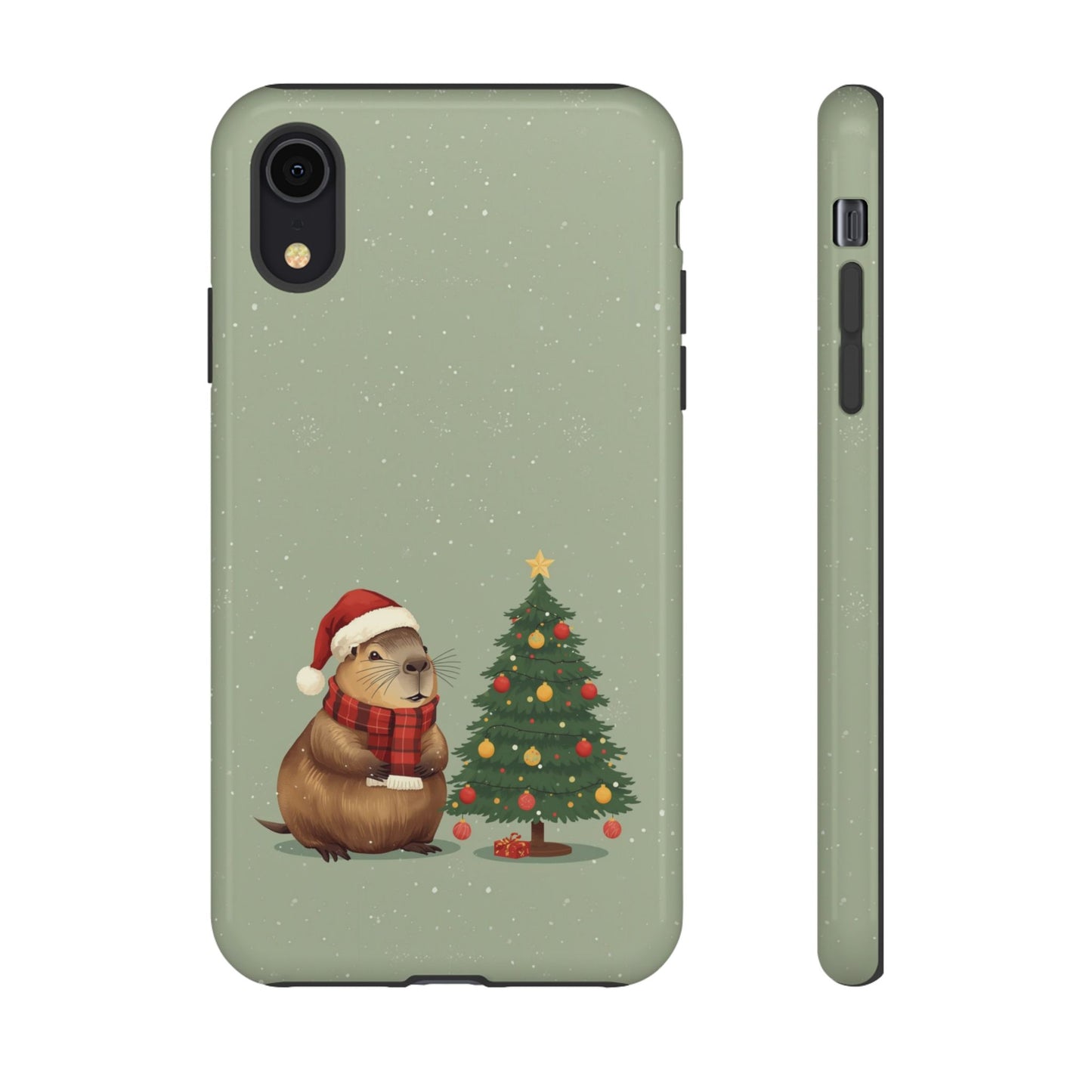 Christmas Phone Case with Capybara Design, Dual Layer Protective Case for Iphone 17, 16, 15, 14, 13 & Samsung