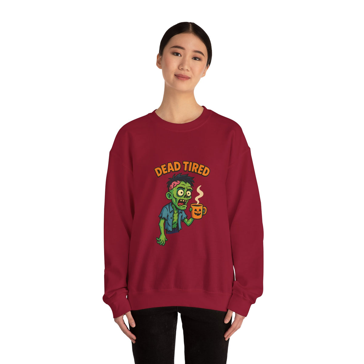 Dead Tired Zombie Sweatshirt, Funny Halloween Crewneck, Spooky Season Apparel