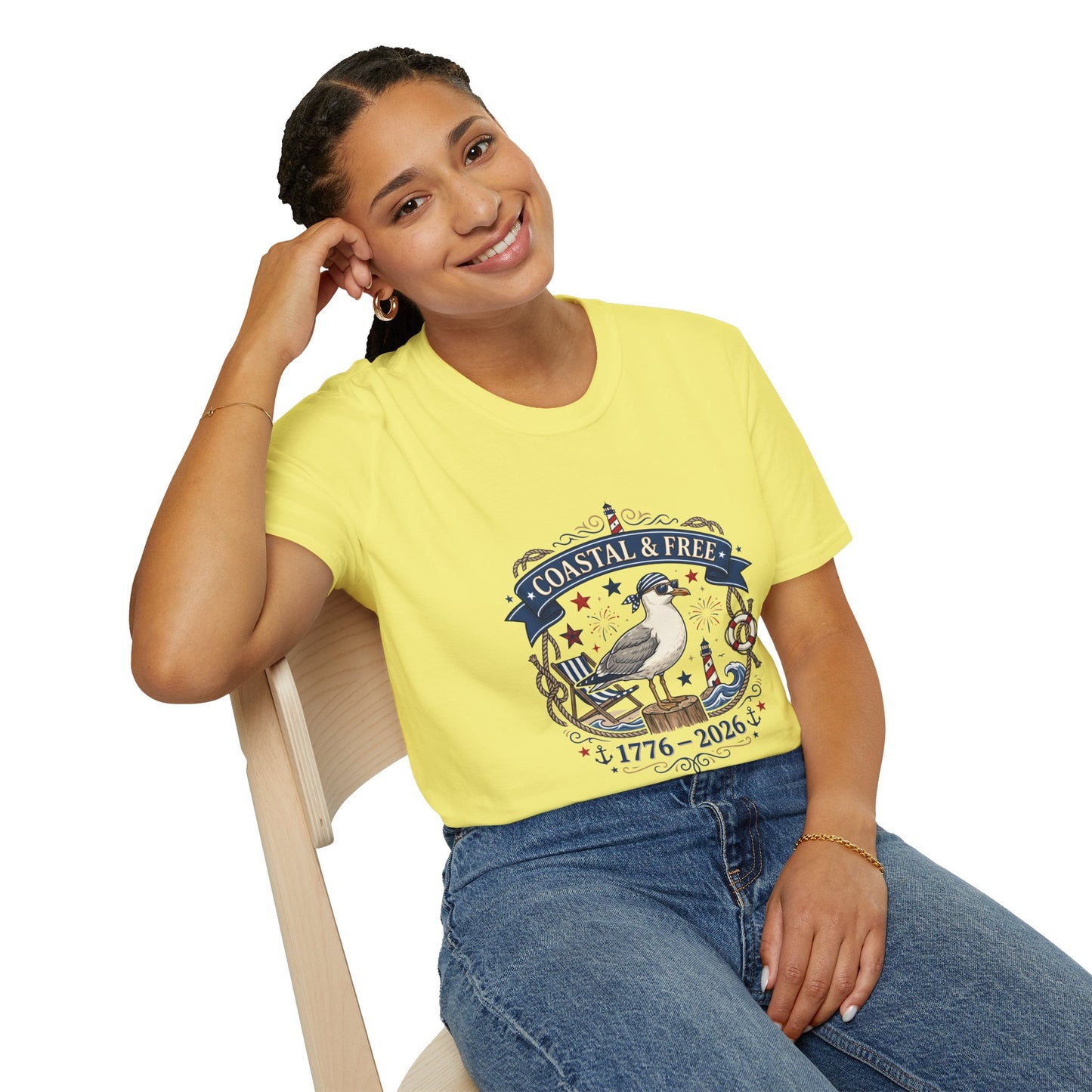 Coastal & Free Seagull T-Shirt — Patriotic 4th of July Tee