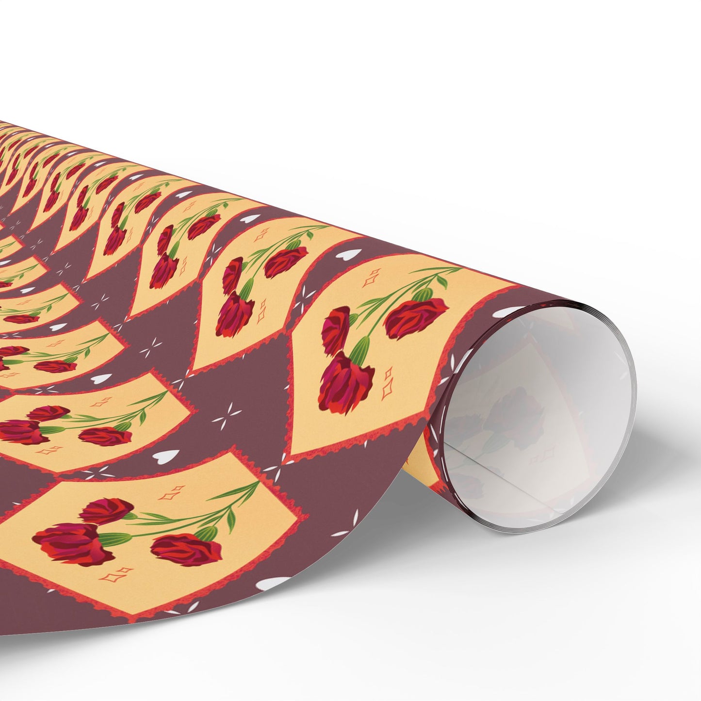 Floral Wrapping Paper Roll — Vintage Red Tulip Gift Wrap Paper for Valentine's Day, Birthdays