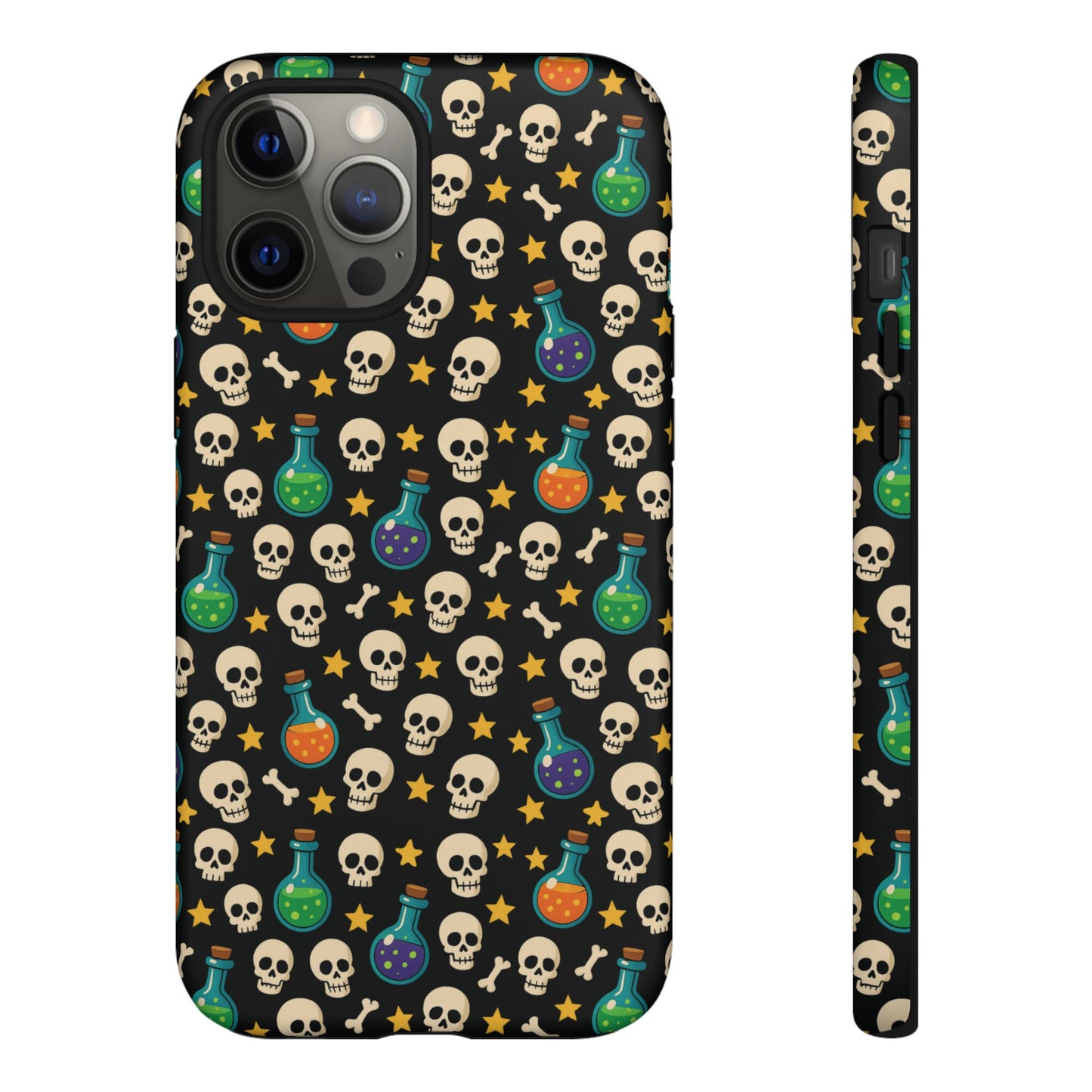 Skull & Potion Phone Case, Trendy Cell Phone Cover, Halloween Gift, Gothic Phone Accessory, Spooky Style Case, Tough Cases