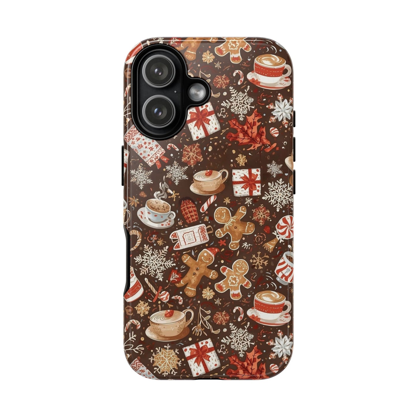 Christmas Phone Case, Festive Holiday Phone Case with Gingerbread and Cocoa Design for Iphone 17, 16, 15, 14, 13, 12, 11 & Samsung