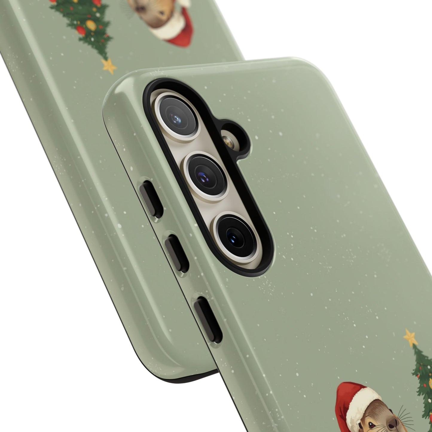 Christmas Phone Case with Capybara Design, Dual Layer Protective Case for Iphone 17, 16, 15, 14, 13 & Samsung