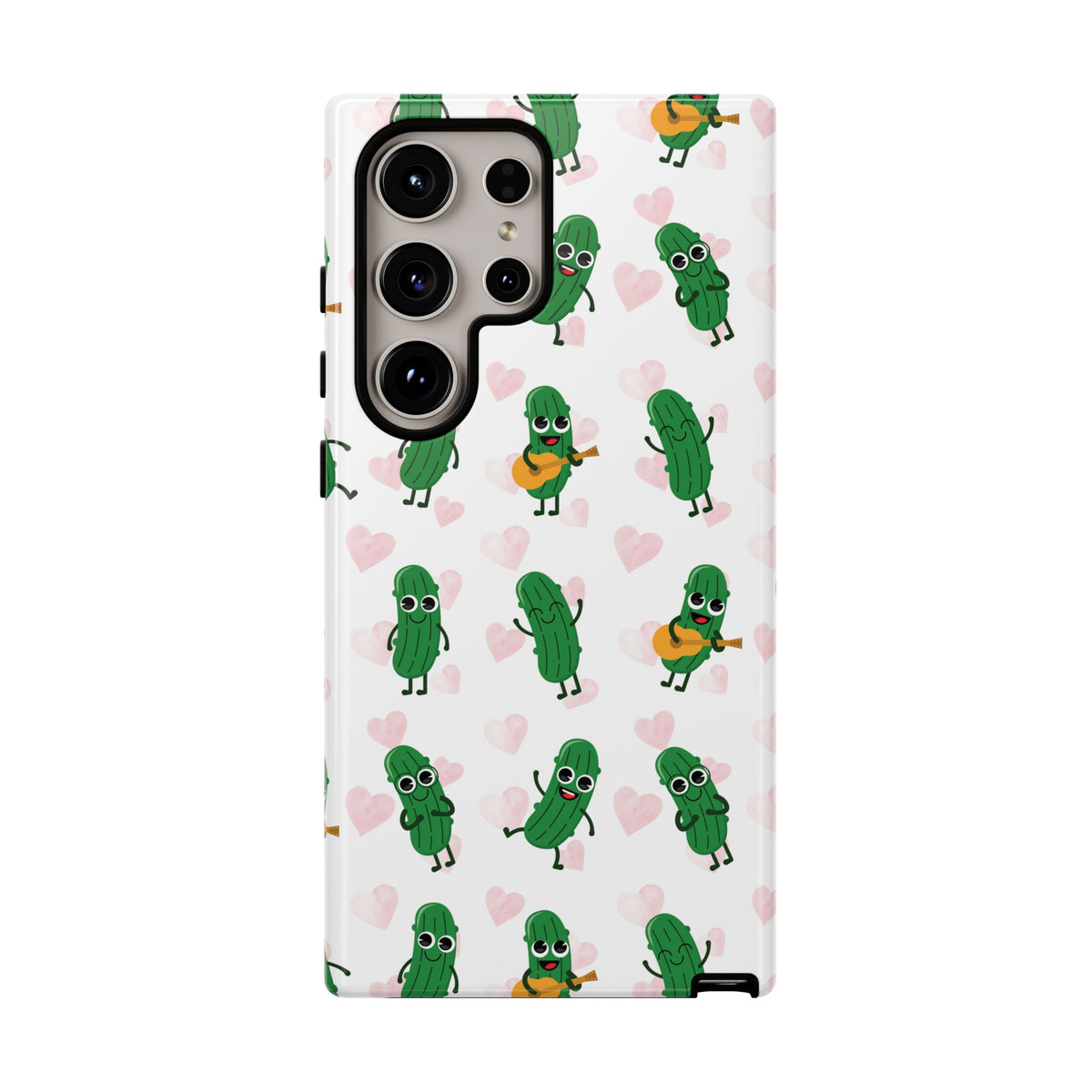 Pickle Pattern Phone Case — Cute Dancing Pickles with Hearts
