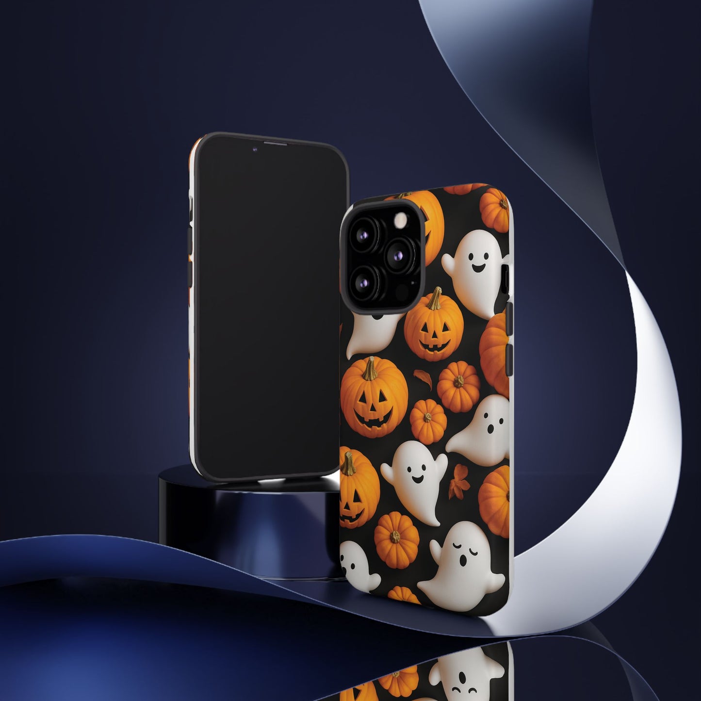 Halloween Phone Case, Spooky Ghosts and Pumpkins Design