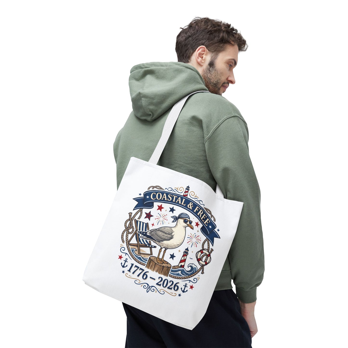 Coastal & Free Seagull Tote Bag — Patriotic 4th of July Beach Tote