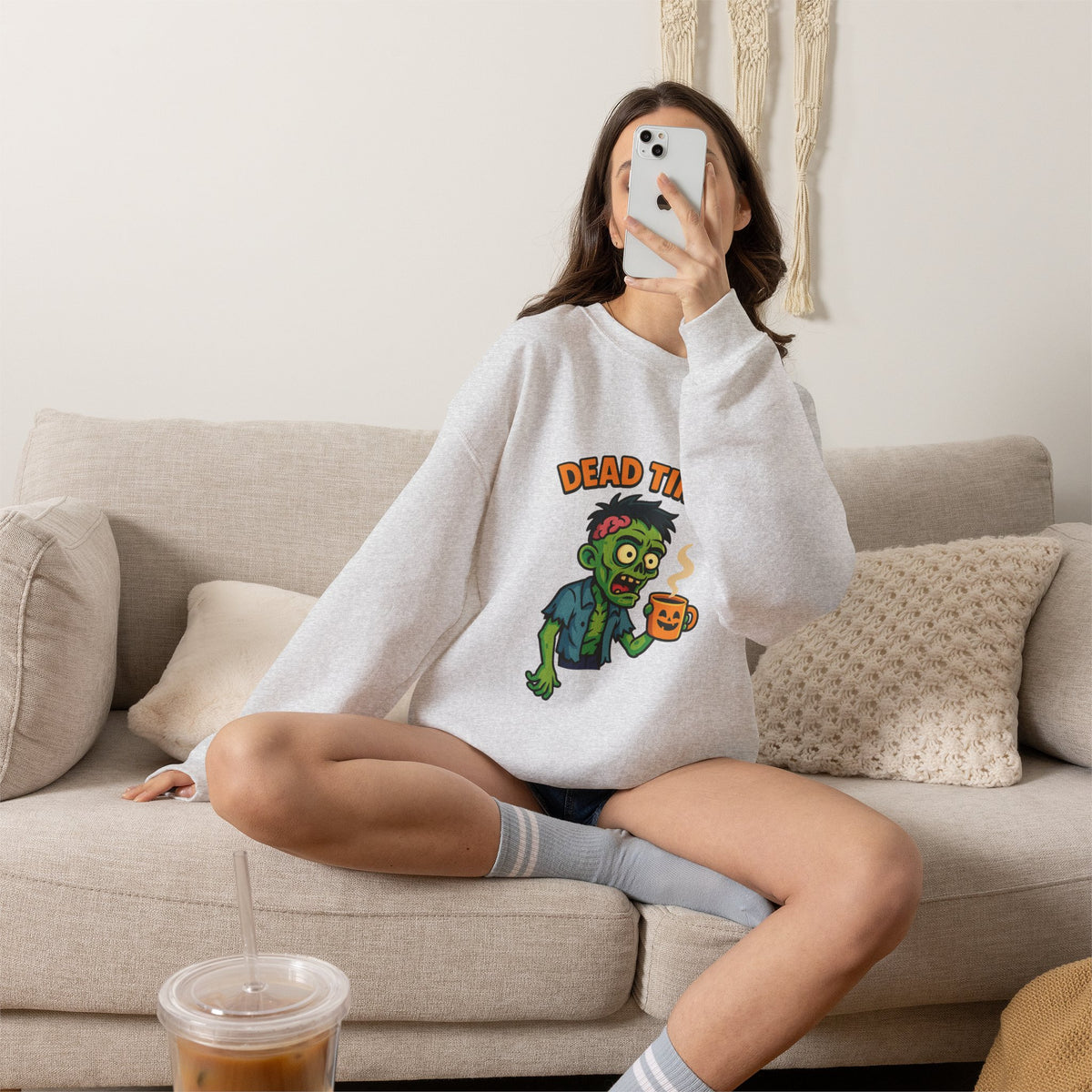 Dead Tired Zombie Sweatshirt, Funny Halloween Crewneck, Spooky Season Apparel