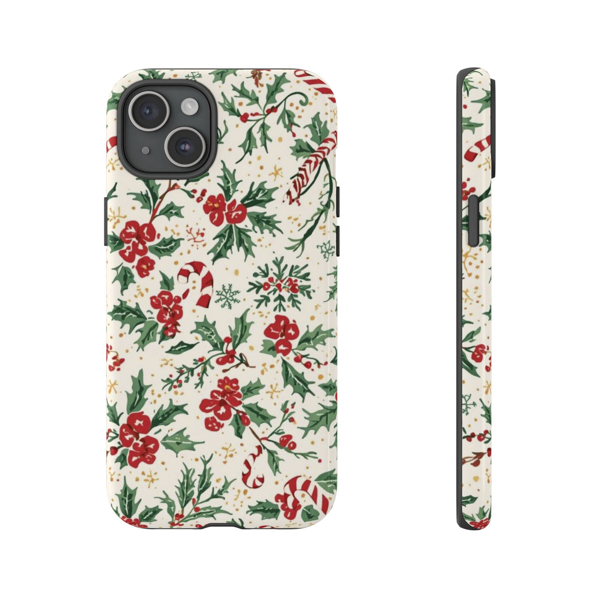 Christmas Themed Phone Case, Festive Floral Dual Layer Phone Case for Iphone & Samsung