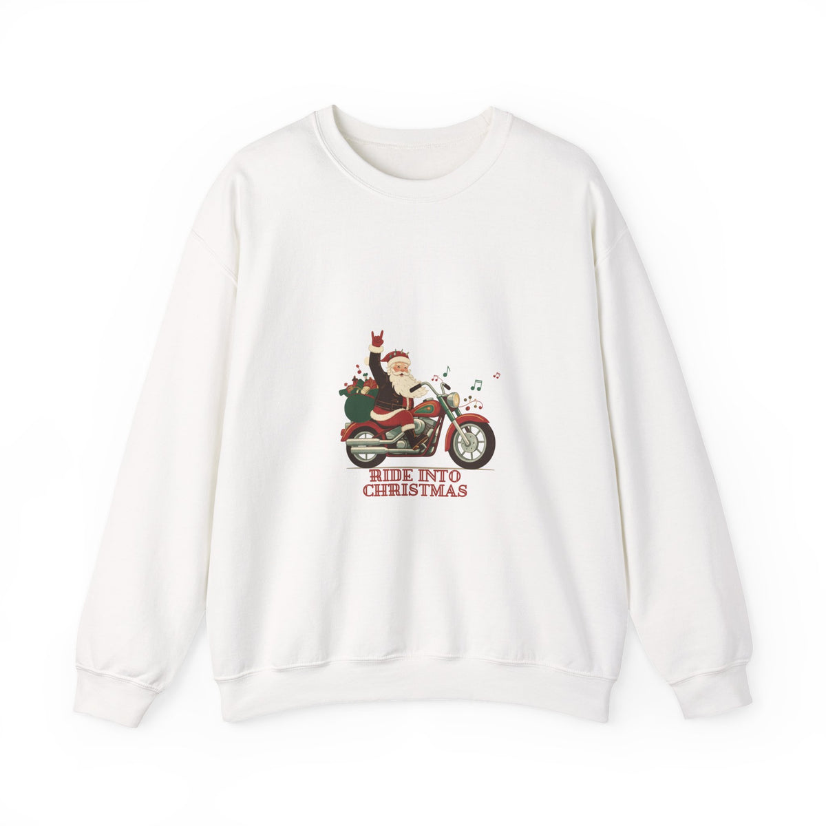 Christmas Motorcycle Sweatshirt - "Ride Into Christmas" Santa Biker Holiday Crewneck