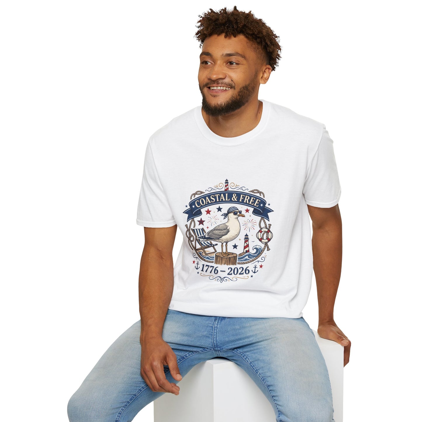 Coastal & Free Seagull T-Shirt — Patriotic 4th of July Tee