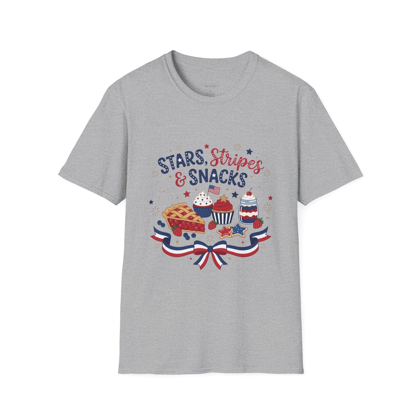 Stars, Stripes & Snacks T-Shirt — 4th of July Patriotic Dessert Tee