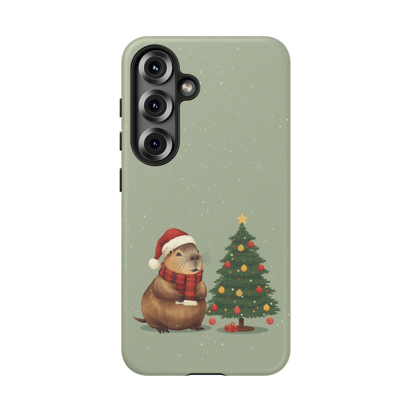 Christmas Phone Case with Capybara Design, Dual Layer Protective Case for Iphone 17, 16, 15, 14, 13 & Samsung