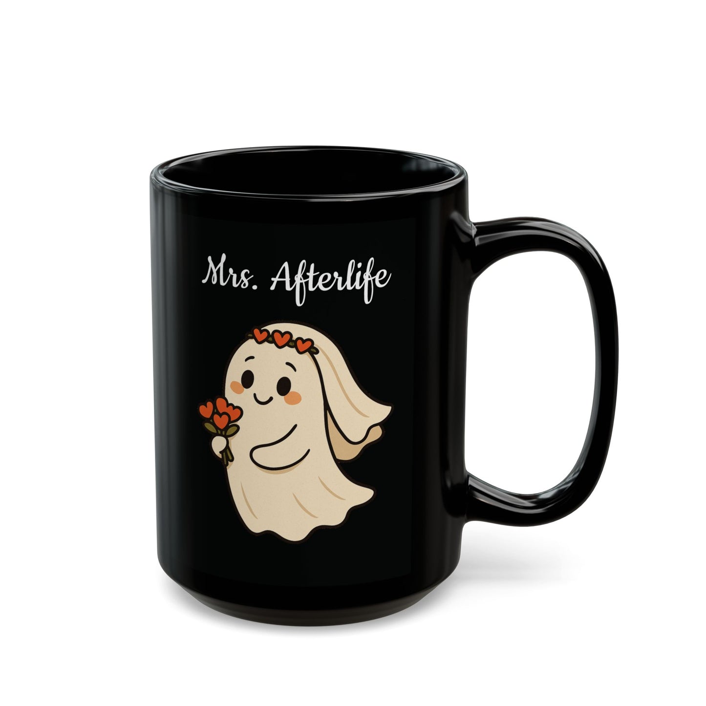 Ghostly Mrs. Afterlife Mug | Spooky Gift for Halloween, Cute Coffee Cup for Ghost Lovers, Bridal Shower, Unique Wedding Present