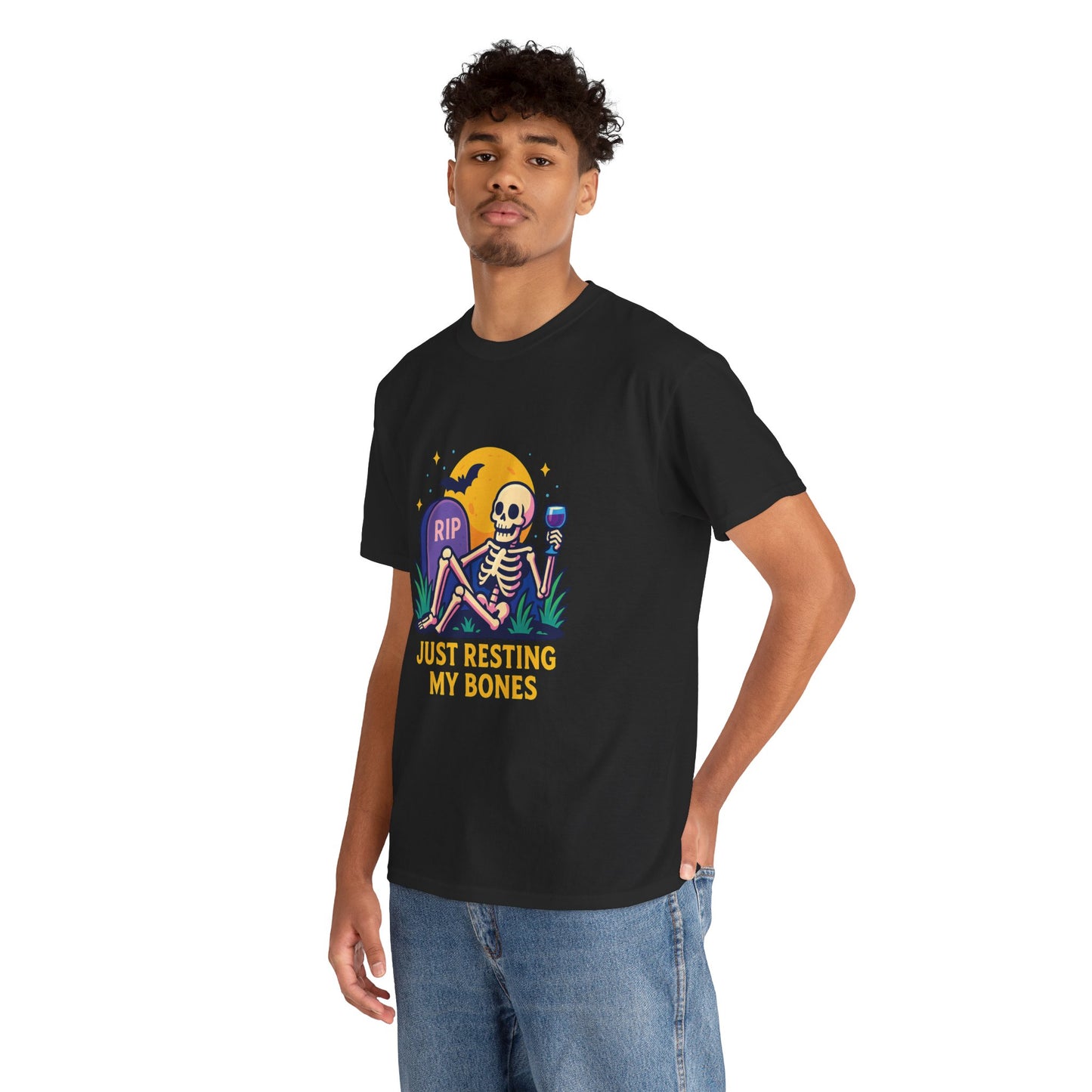Skeleton Tee - Just Resting My Bones, Unisex Halloween Shirt