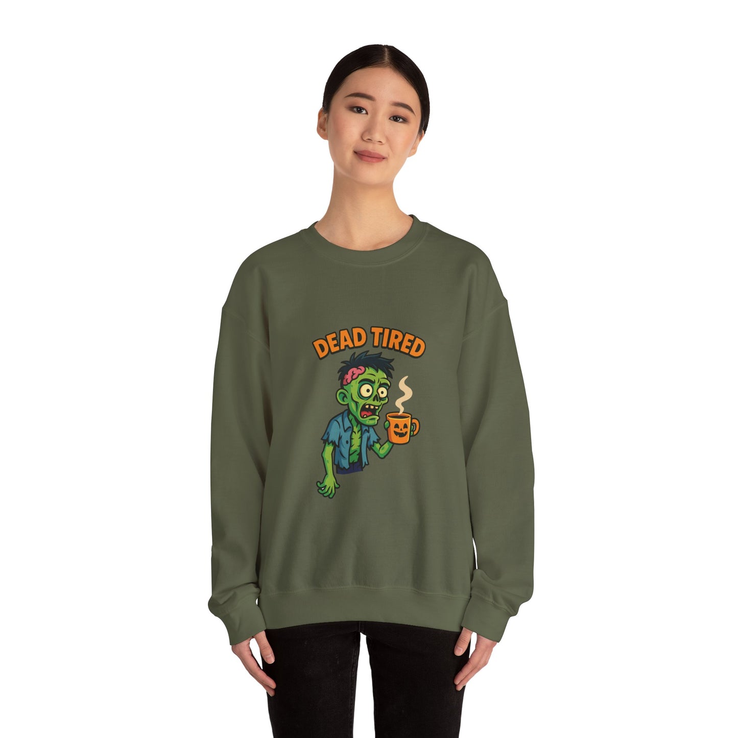 Dead Tired Zombie Sweatshirt, Funny Halloween Crewneck, Spooky Season Apparel