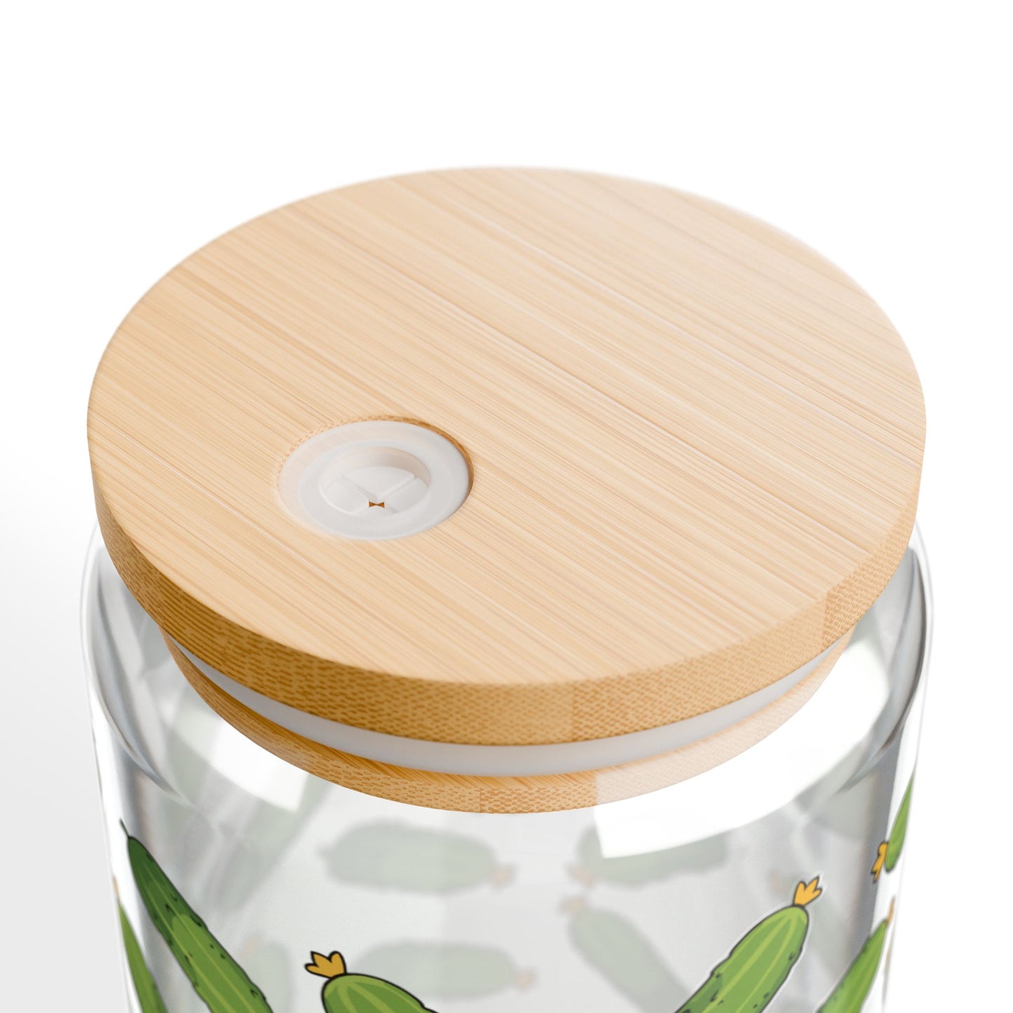 16oz Pickle Pattern Sipper Glass with Bamboo Lid