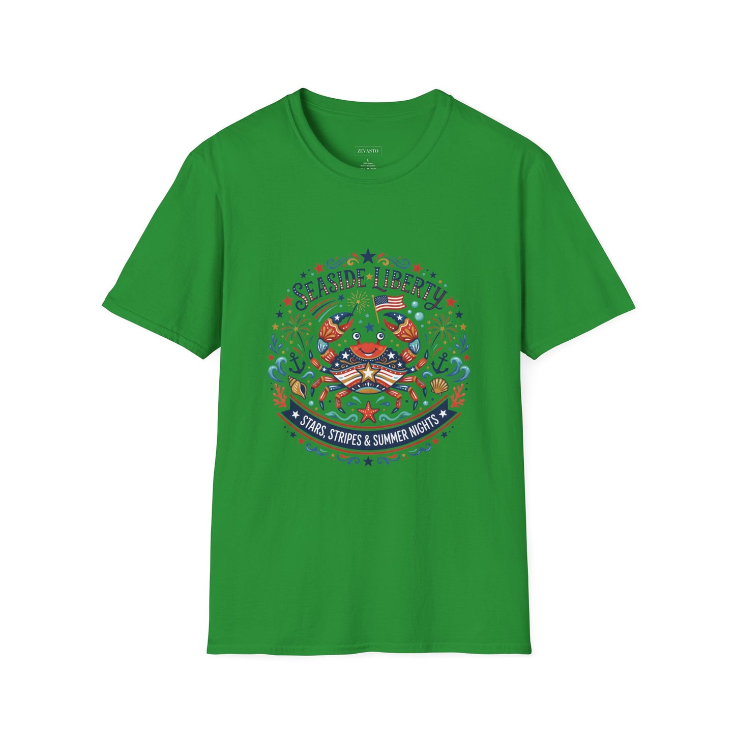 Seaside Liberty Crab T-Shirt — 4th of July Patriotic Summer Beach Tee