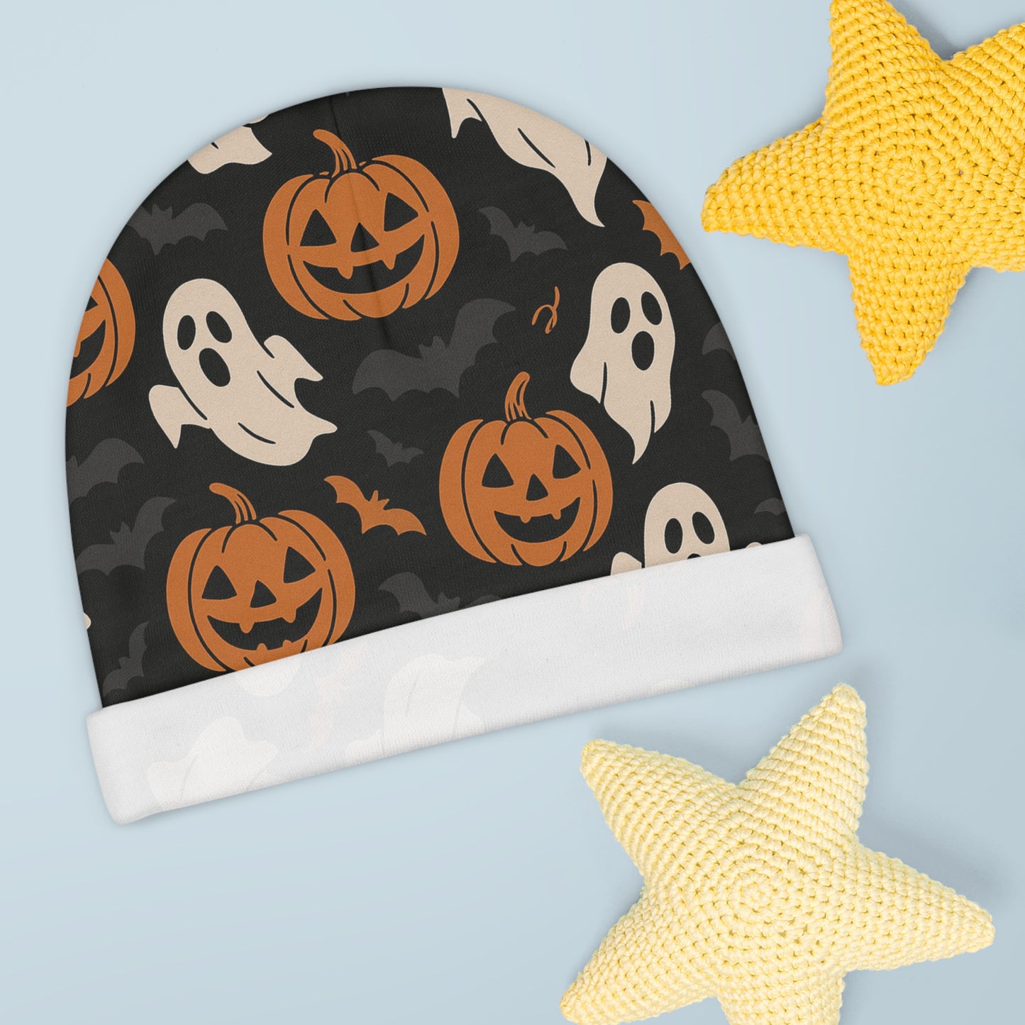 Halloween Baby Beanie, Ghost and Pumpkin Baby Hat, Cute Infant Beanie, Fall Baby Accessories, Halloween Costume Beanie
