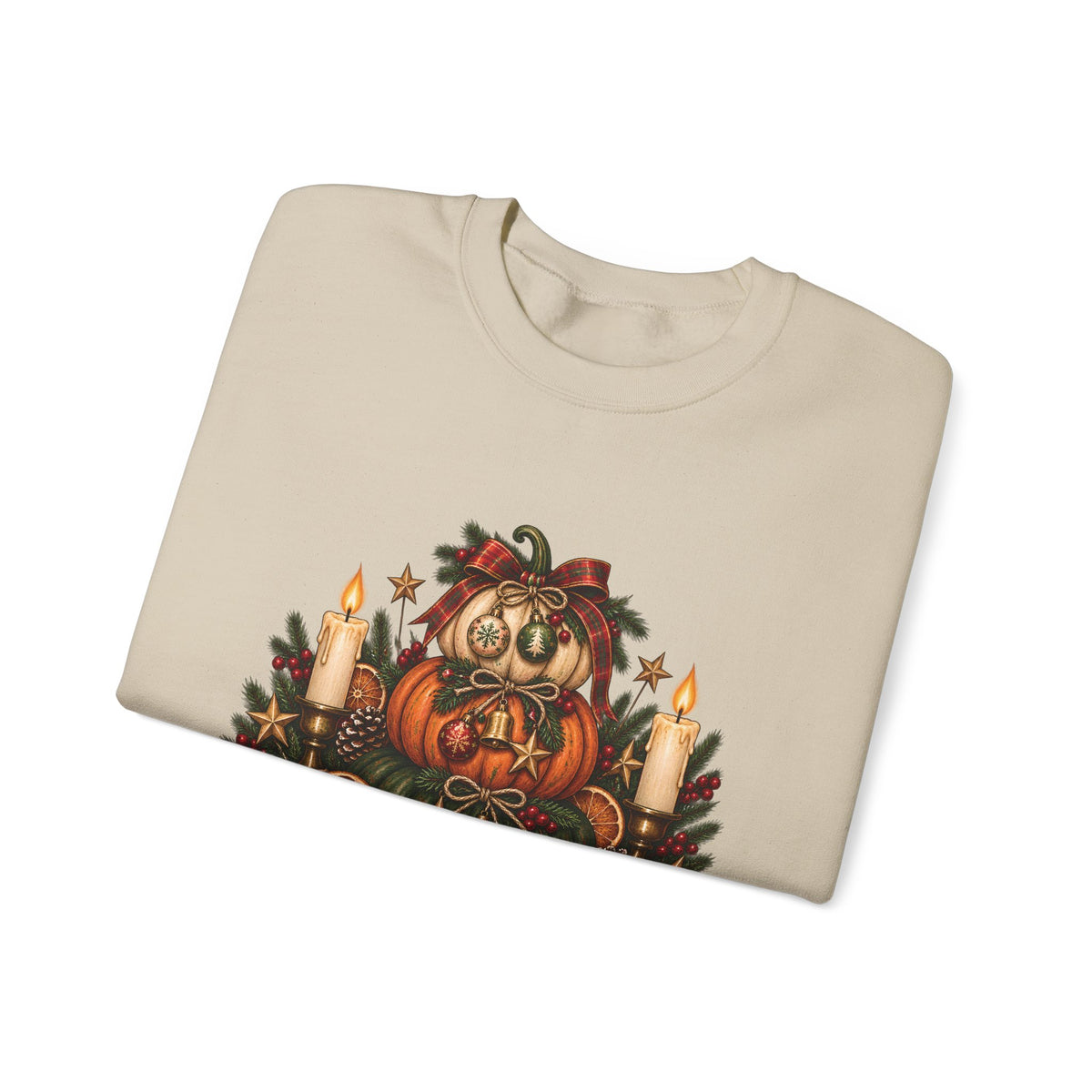 Harvest & Holly Crewneck Sweatshirt — Vintage Pumpkin Fall Graphic Sweatshirt