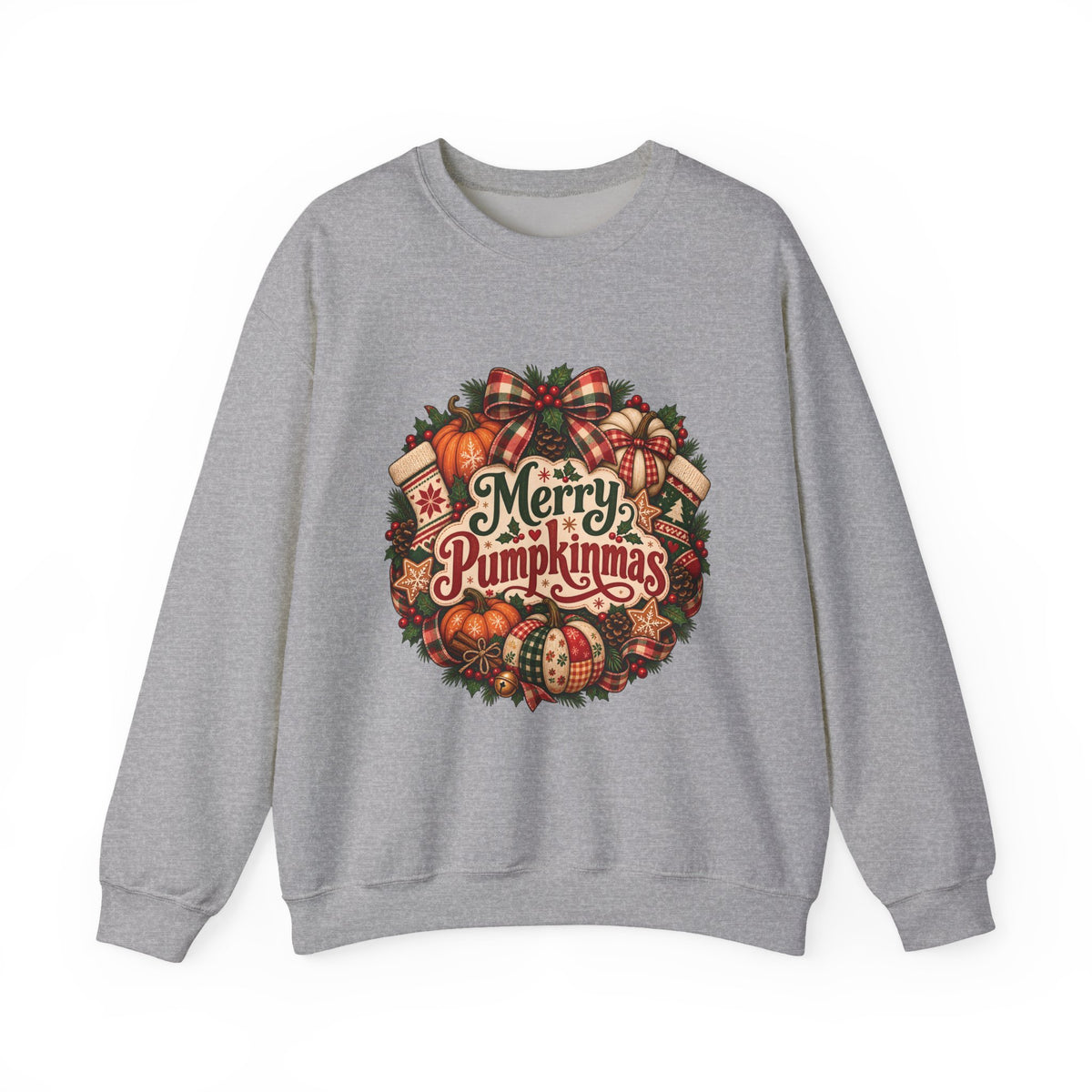 Merry Pumpkinmas Sweatshirt — Holiday Pumpkin Wreath Crewneck