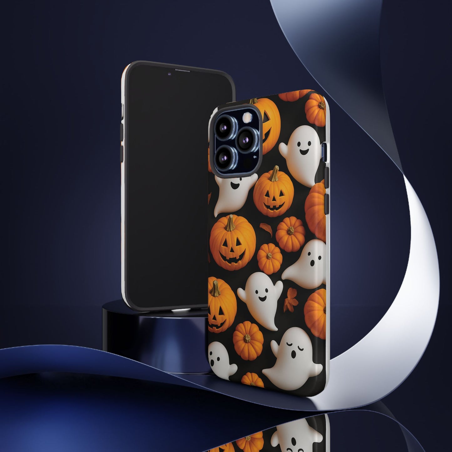 Halloween Phone Case, Spooky Ghosts and Pumpkins Design