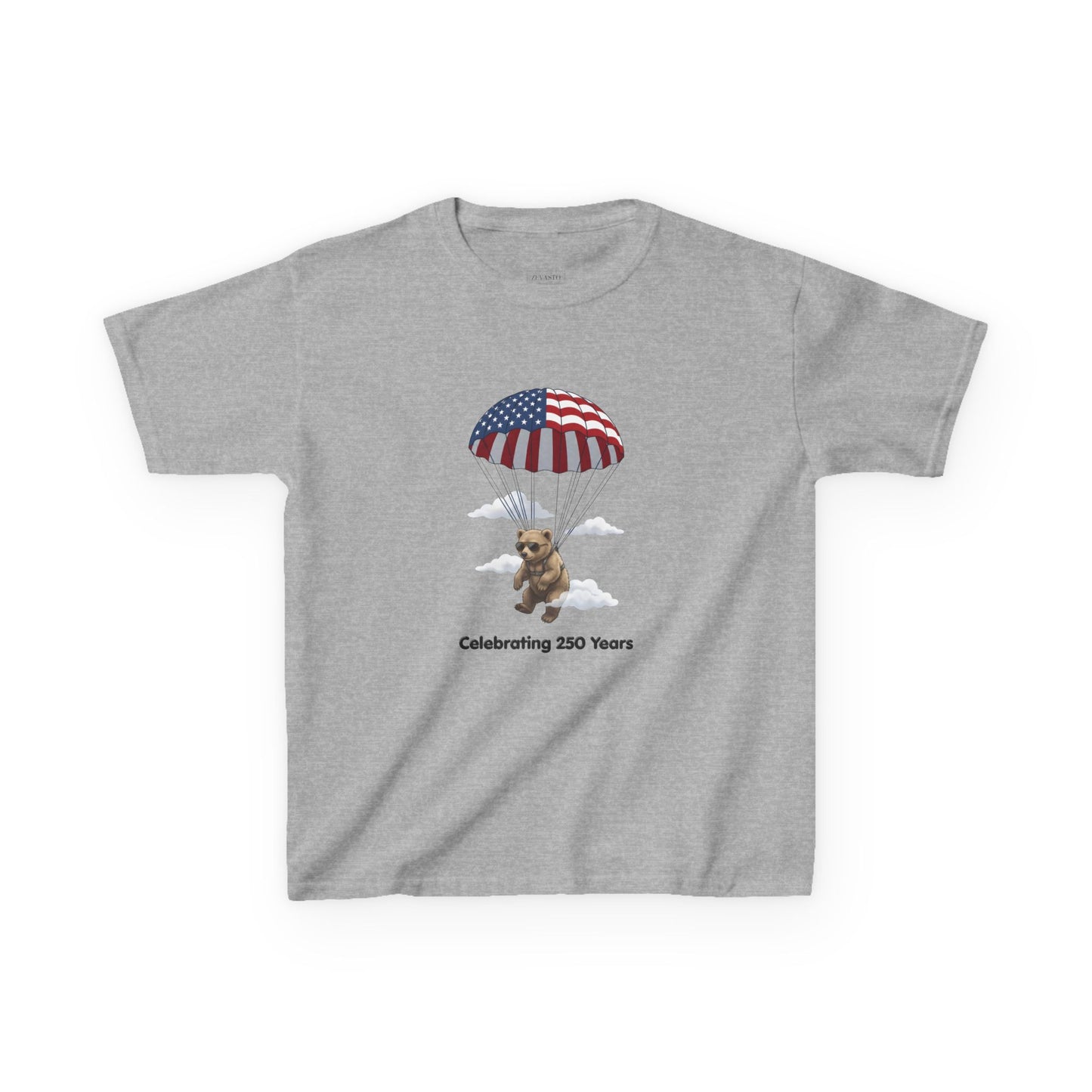 Kids Tee — Patriotic Parachute Bear "Celebrating 250 Years"
