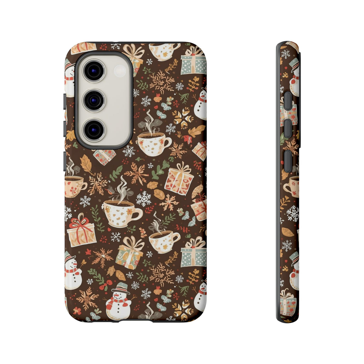 Christmas Phone Case, Winter Holiday Phone Case with Snowmen and Gifts Design for Iphone & Samsung