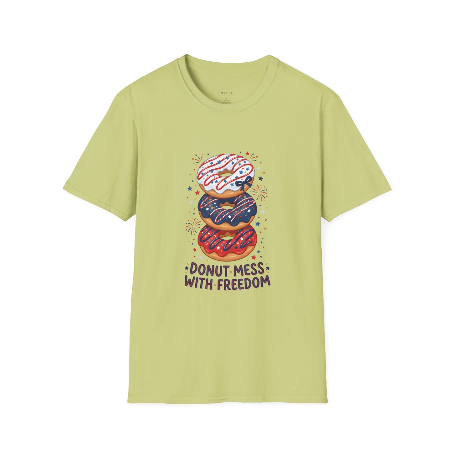 Donut Mess With Freedom T-Shirt — Patriotic Donut Stack 4th of July Tee