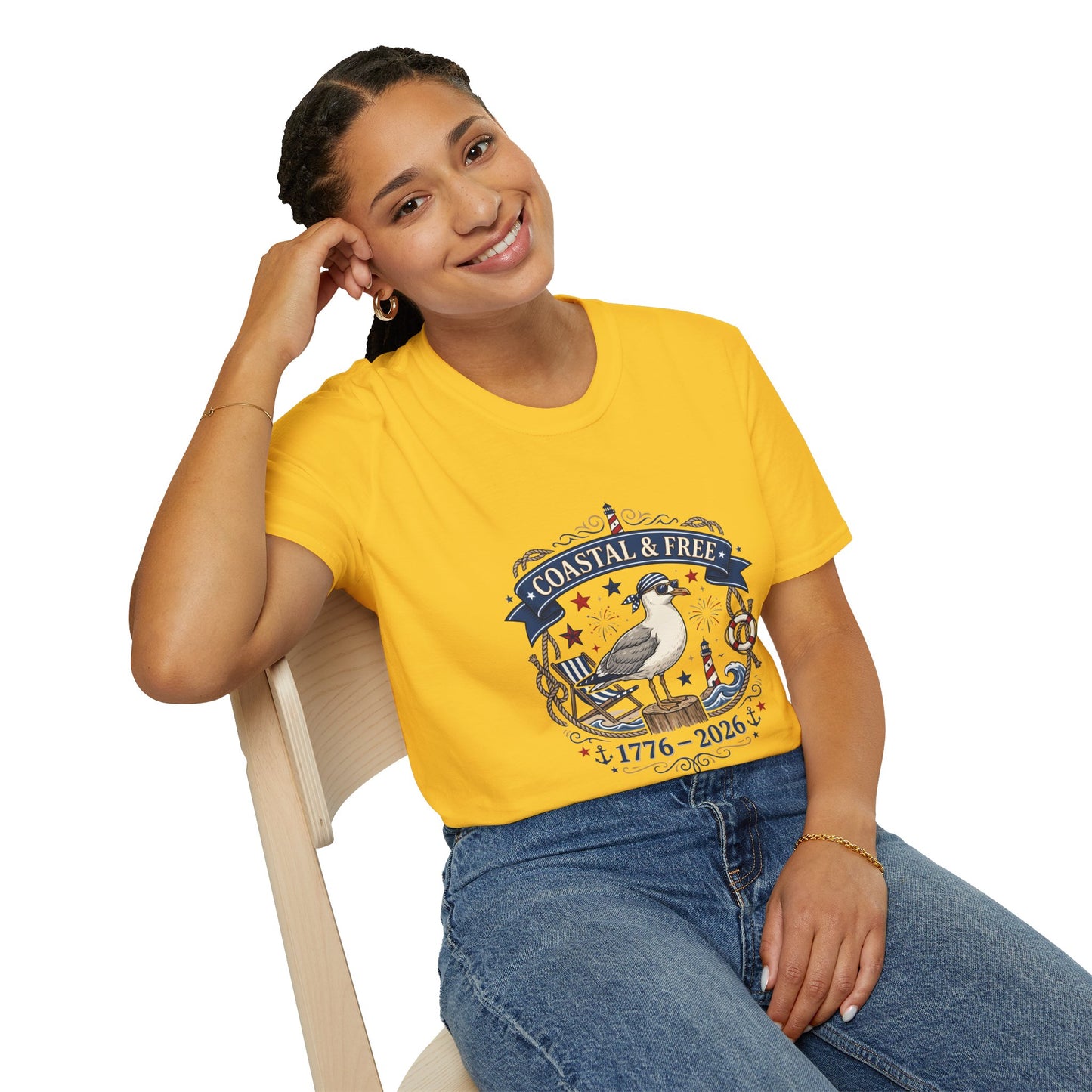 Coastal & Free Seagull T-Shirt — Patriotic 4th of July Tee