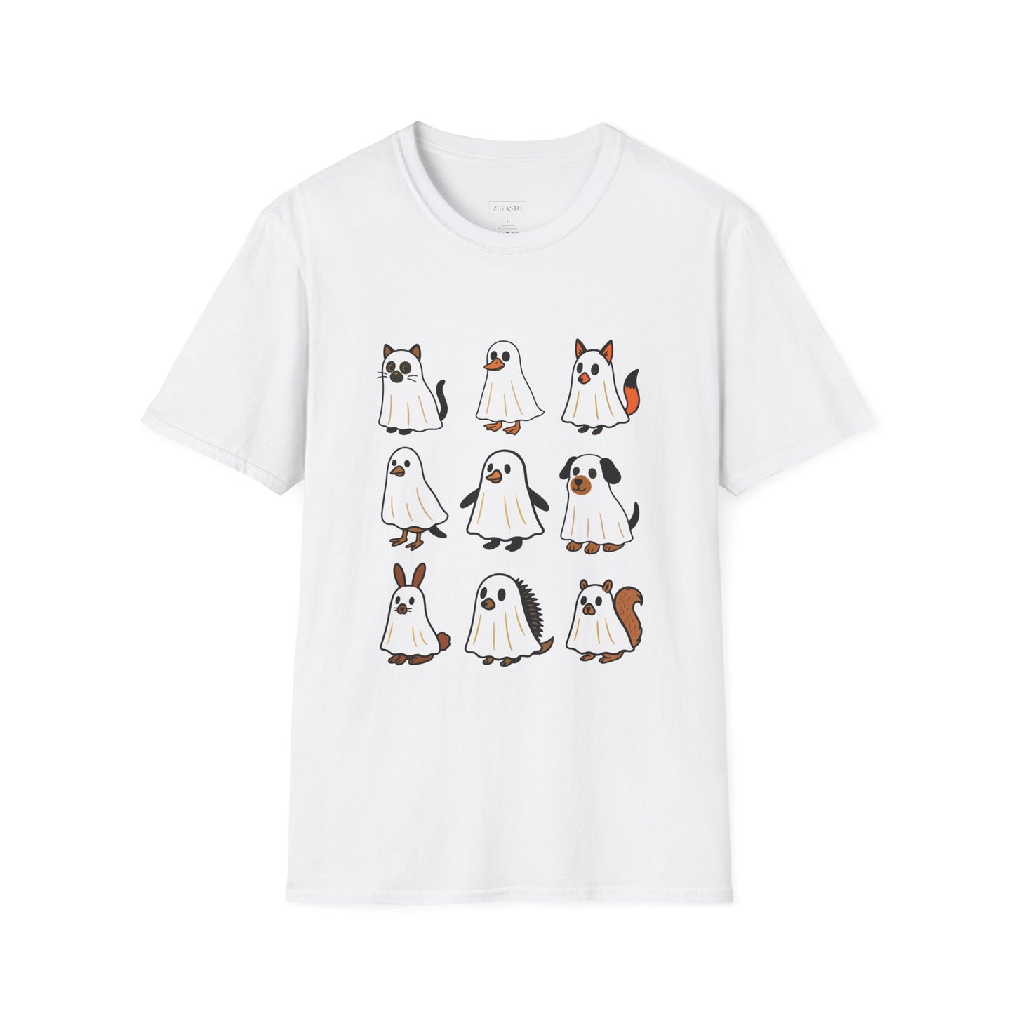 Cute Ghost Cartoon Unisex T-Shirt, Halloween Tee, Pet Lover Gift, Whimsical Shirt, Fun Casual Wear
